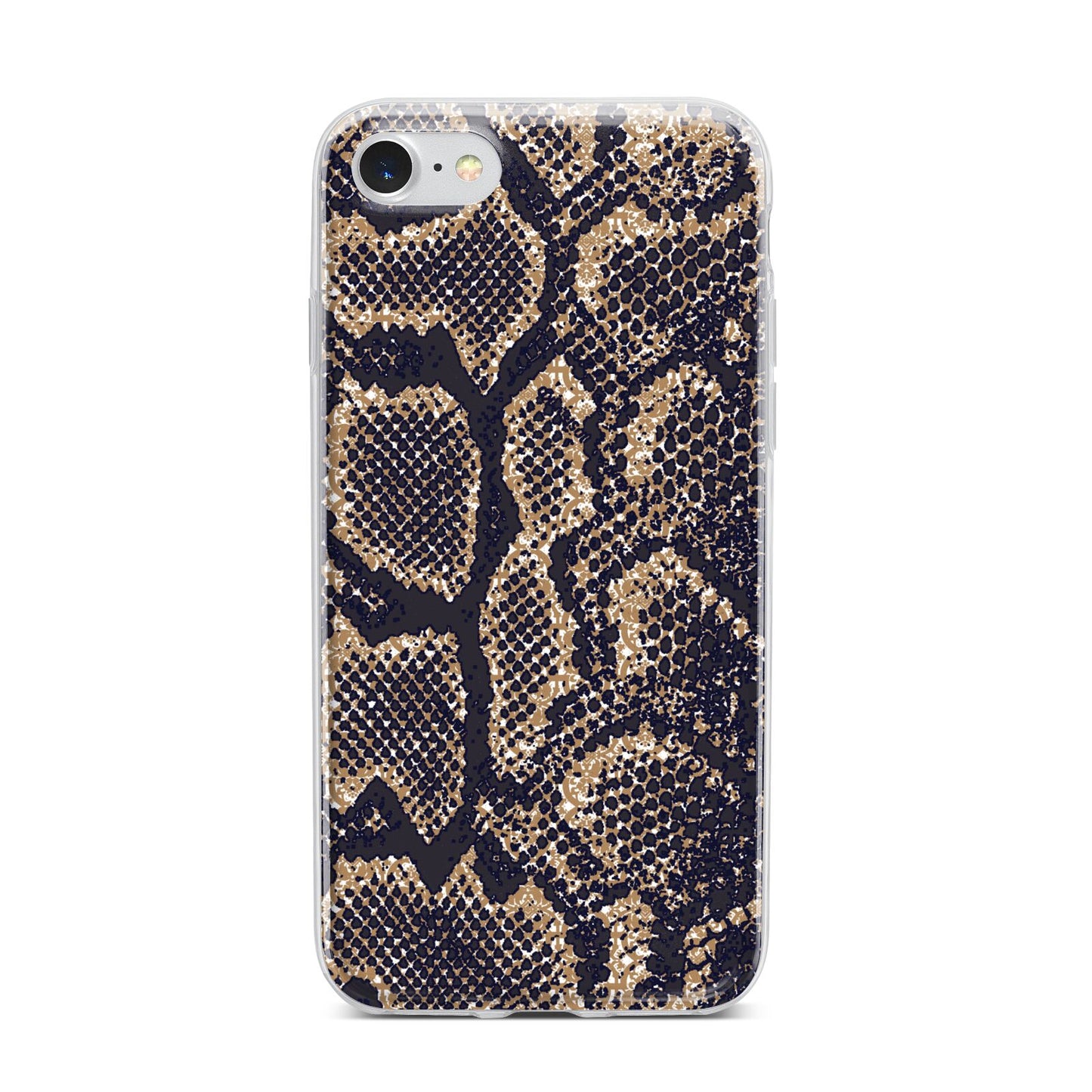 Brown Snakeskin iPhone 7 Bumper Case on Silver iPhone