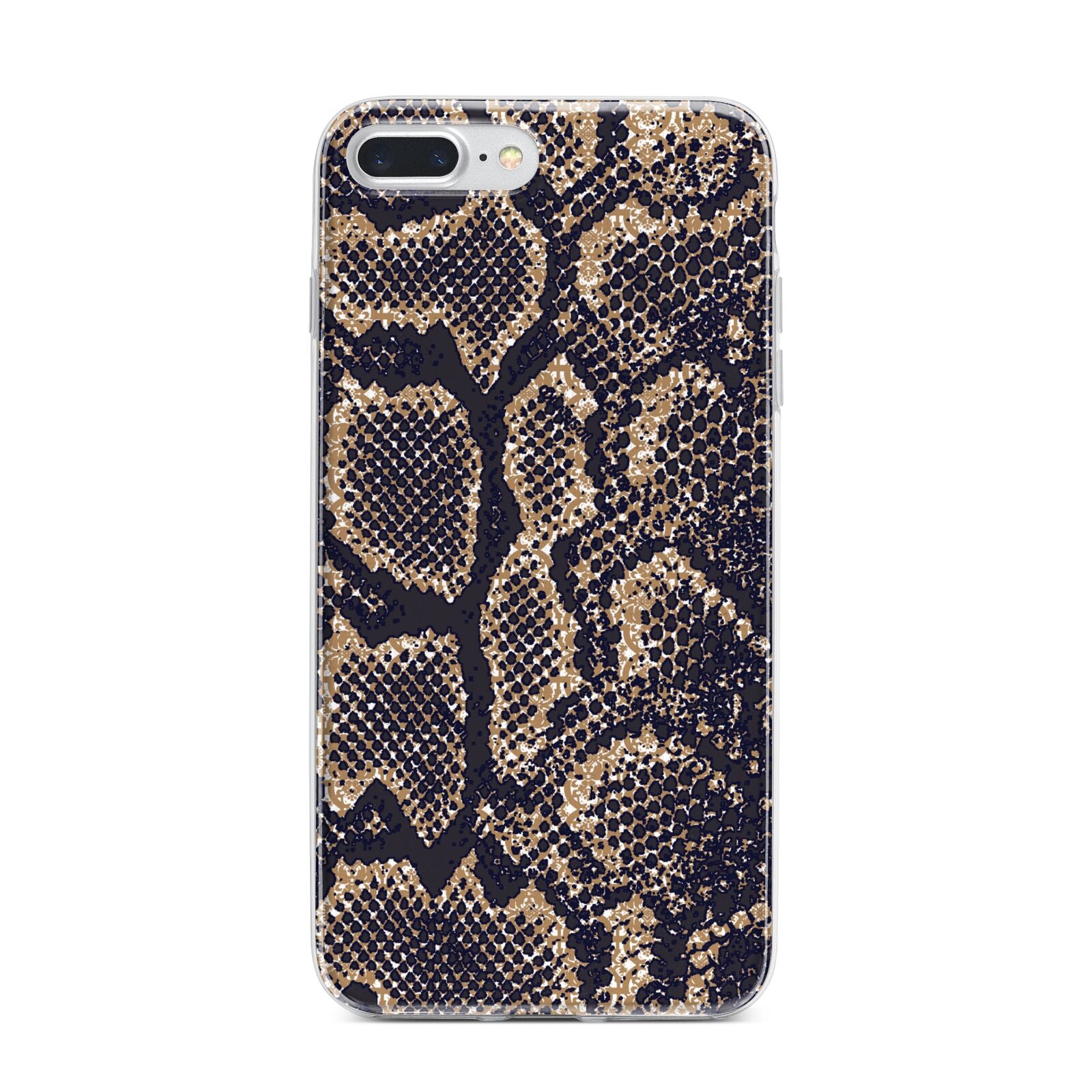 Brown Snakeskin iPhone 7 Plus Bumper Case on Silver iPhone