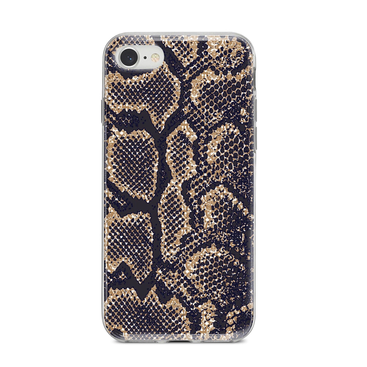 Brown Snakeskin iPhone 8 Bumper Case on Silver iPhone