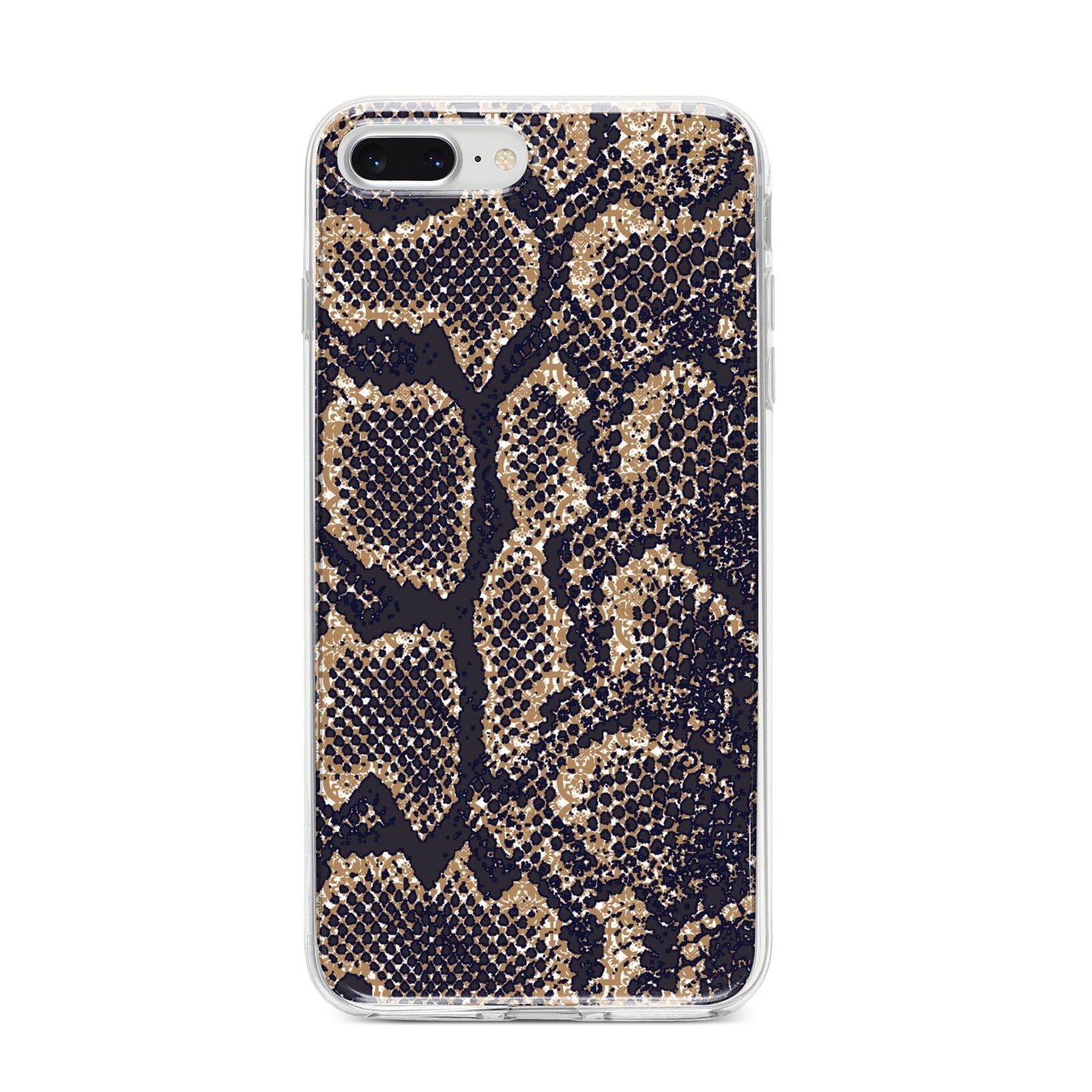 Brown Snakeskin iPhone 8 Plus Bumper Case on Silver iPhone