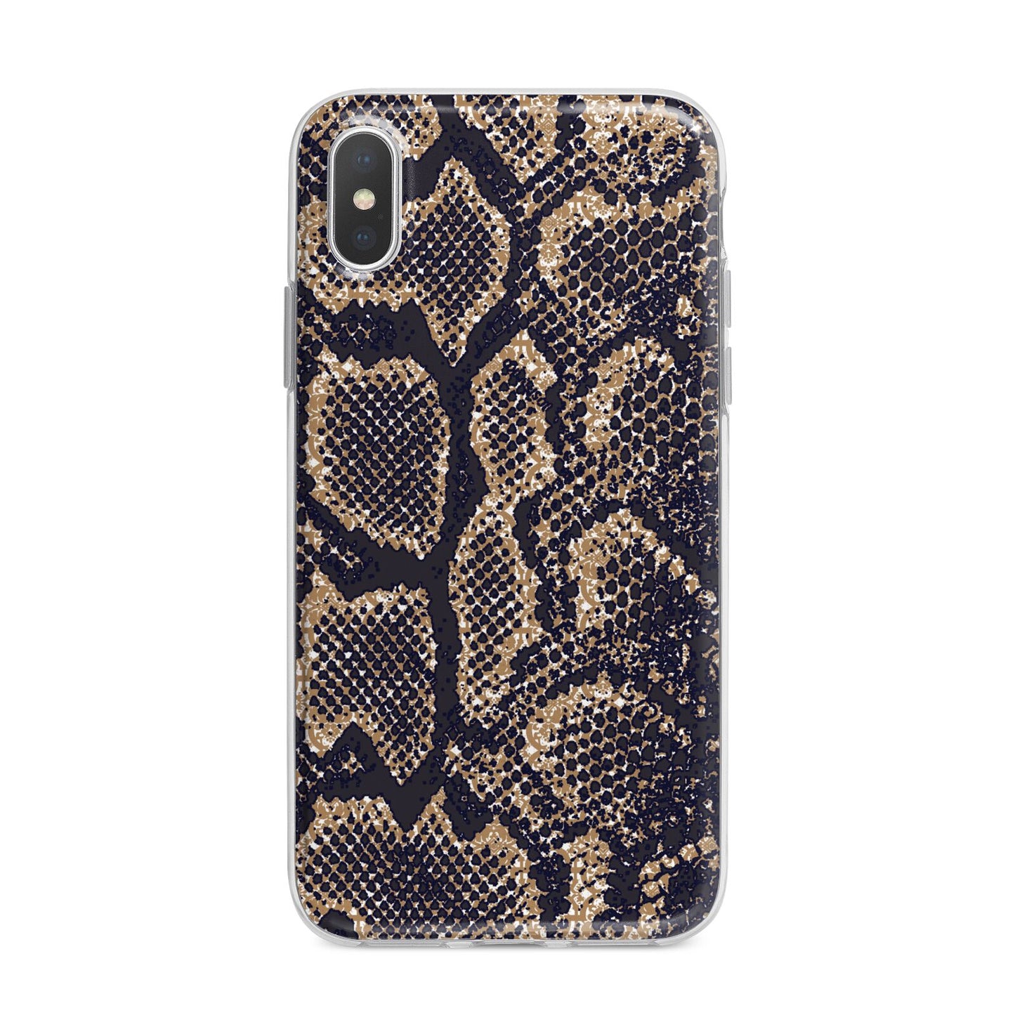 Brown Snakeskin iPhone X Bumper Case on Silver iPhone Alternative Image 1