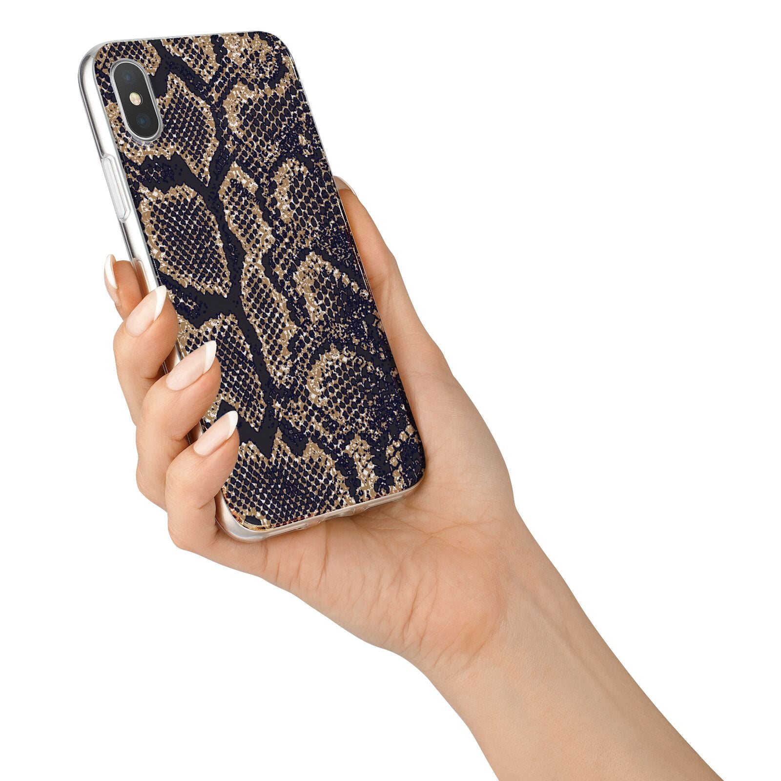 Brown Snakeskin iPhone X Bumper Case on Silver iPhone Alternative Image 2