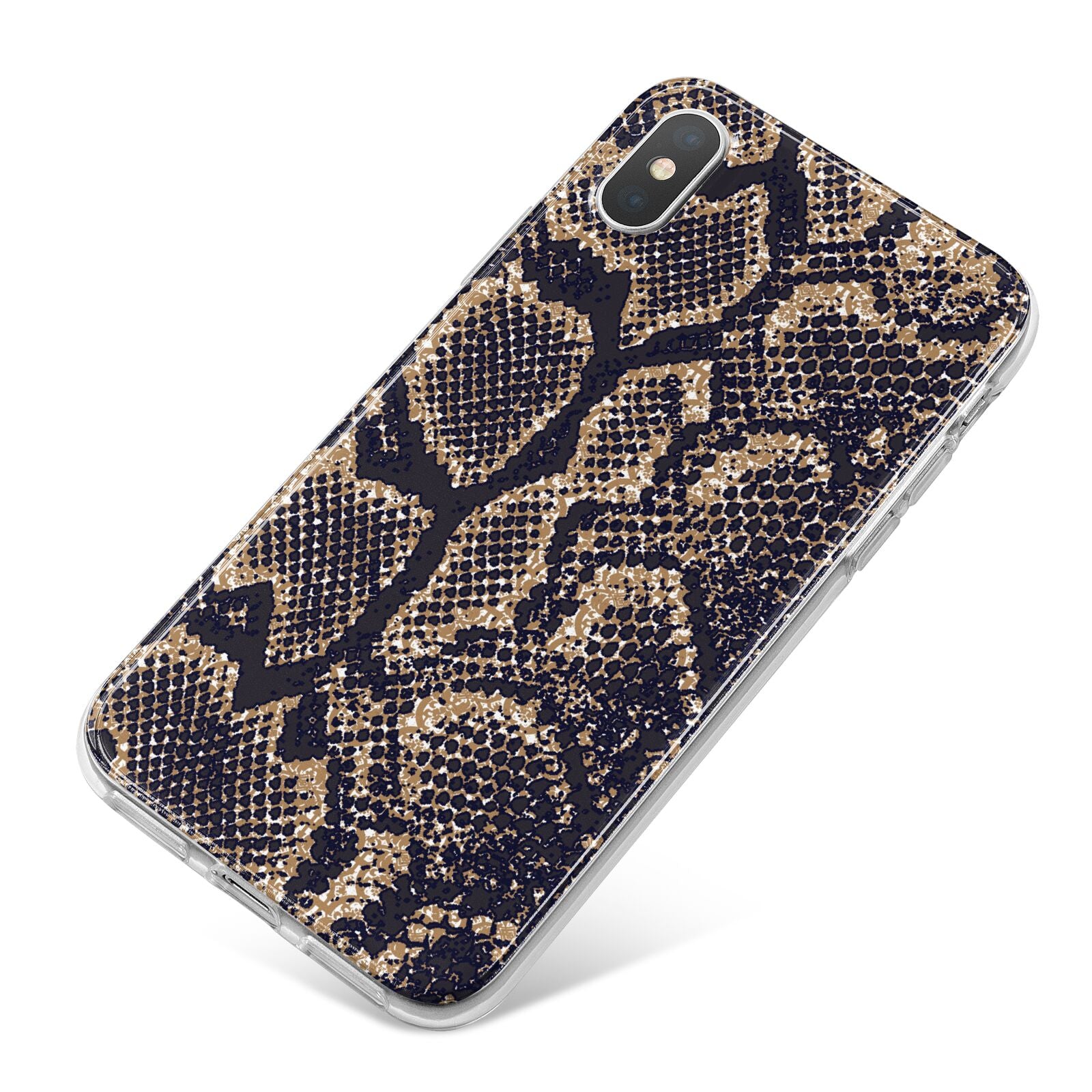 Brown Snakeskin iPhone X Bumper Case on Silver iPhone