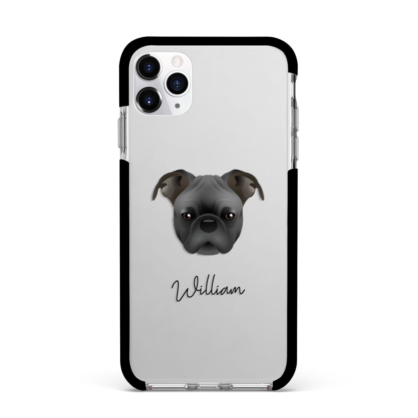 Bugg Personalised Apple iPhone 11 Pro Max in Silver with Black Impact Case