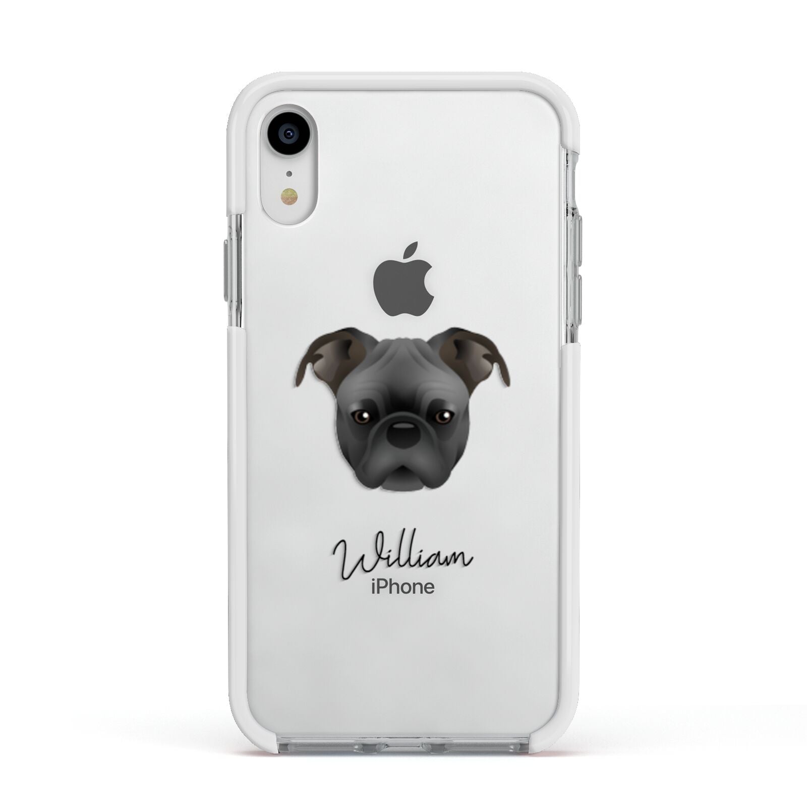 Bugg Personalised Apple iPhone XR Impact Case White Edge on Silver Phone