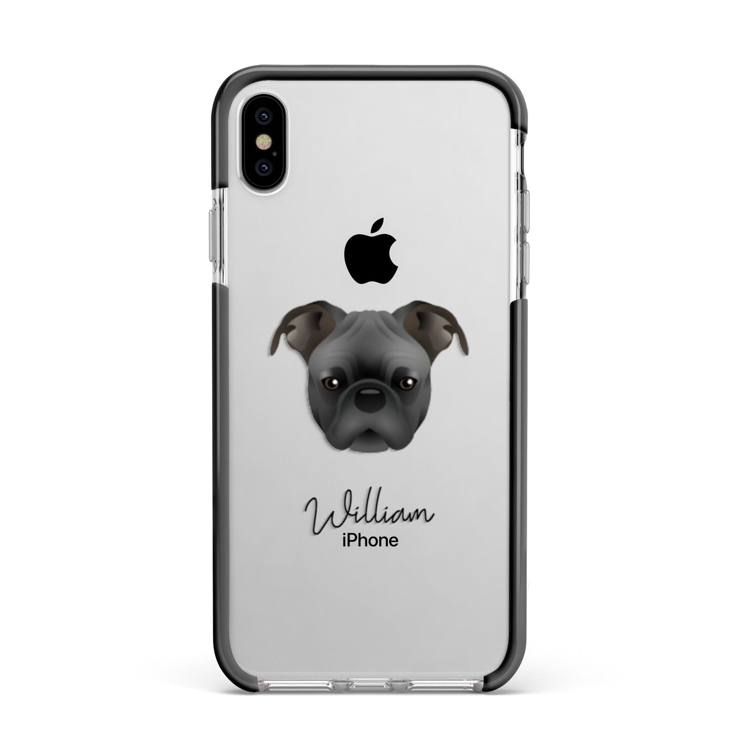 Bugg Personalised Apple iPhone Xs Max Impact Case Black Edge on Silver Phone