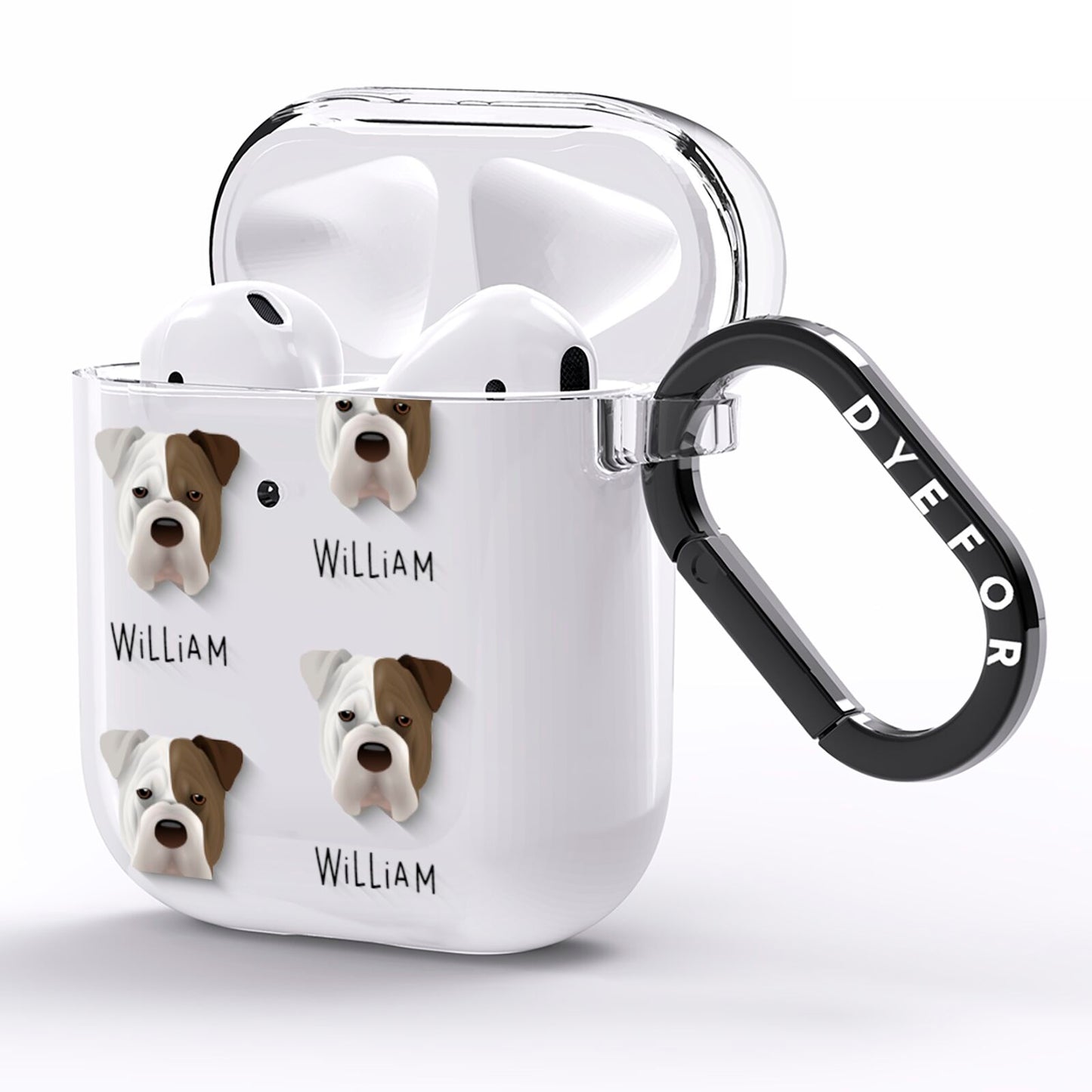 Bull Pei Icon with Name AirPods Clear Case Side Image