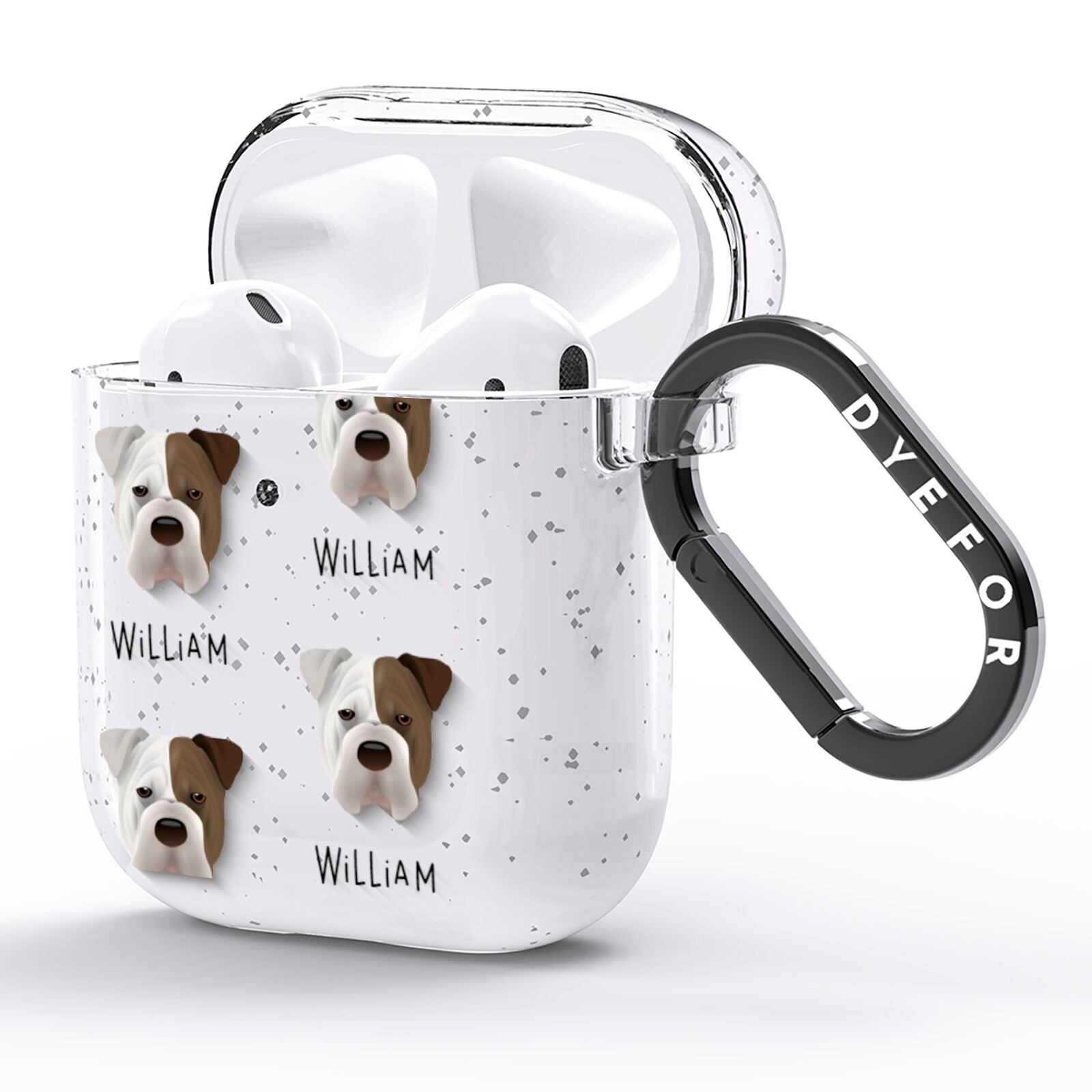 Bull Pei Icon with Name AirPods Glitter Case Side Image