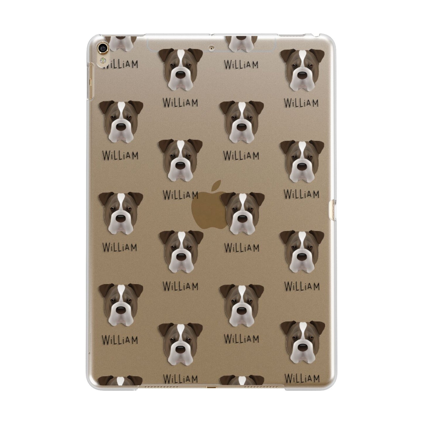 Bull Pei Icon with Name Apple iPad Gold Case