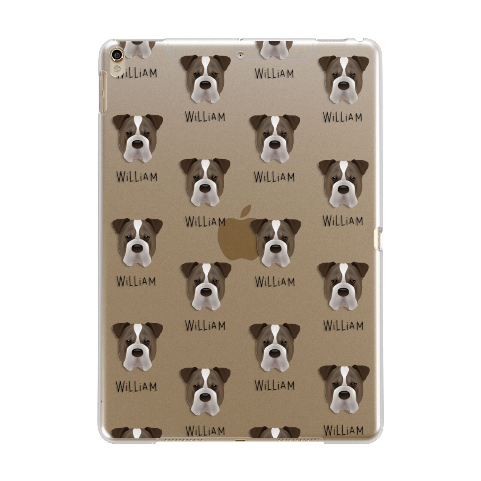 Bull Pei Icon with Name Apple iPad Gold Case