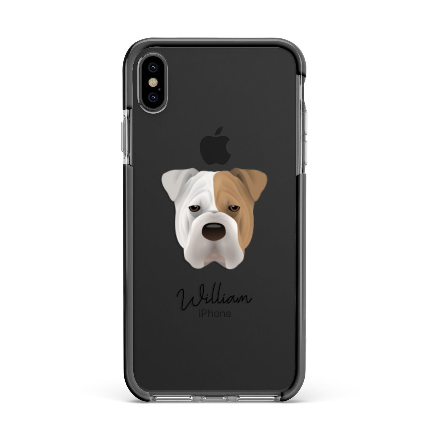 Bull Pei Personalised Apple iPhone Xs Max Impact Case Black Edge on Black Phone