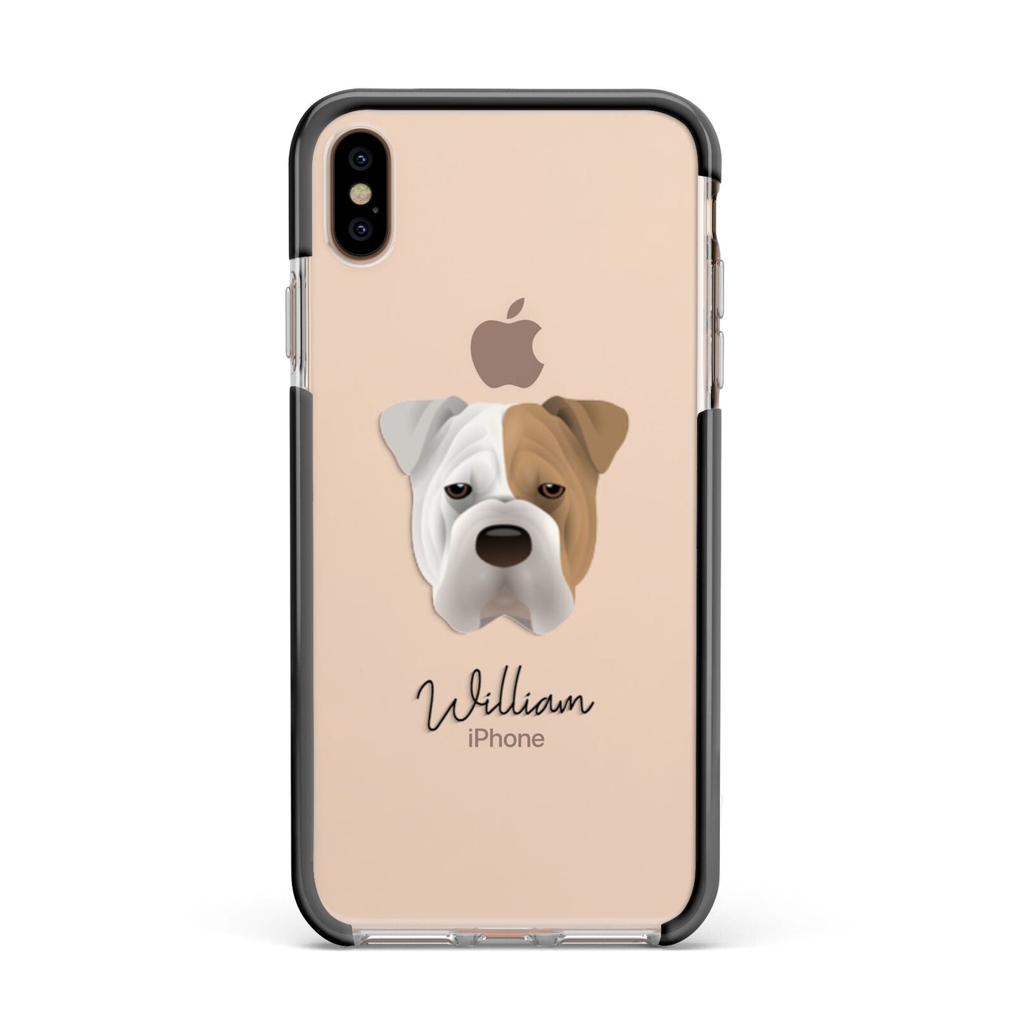 Bull Pei Personalised Apple iPhone Xs Max Impact Case Black Edge on Gold Phone