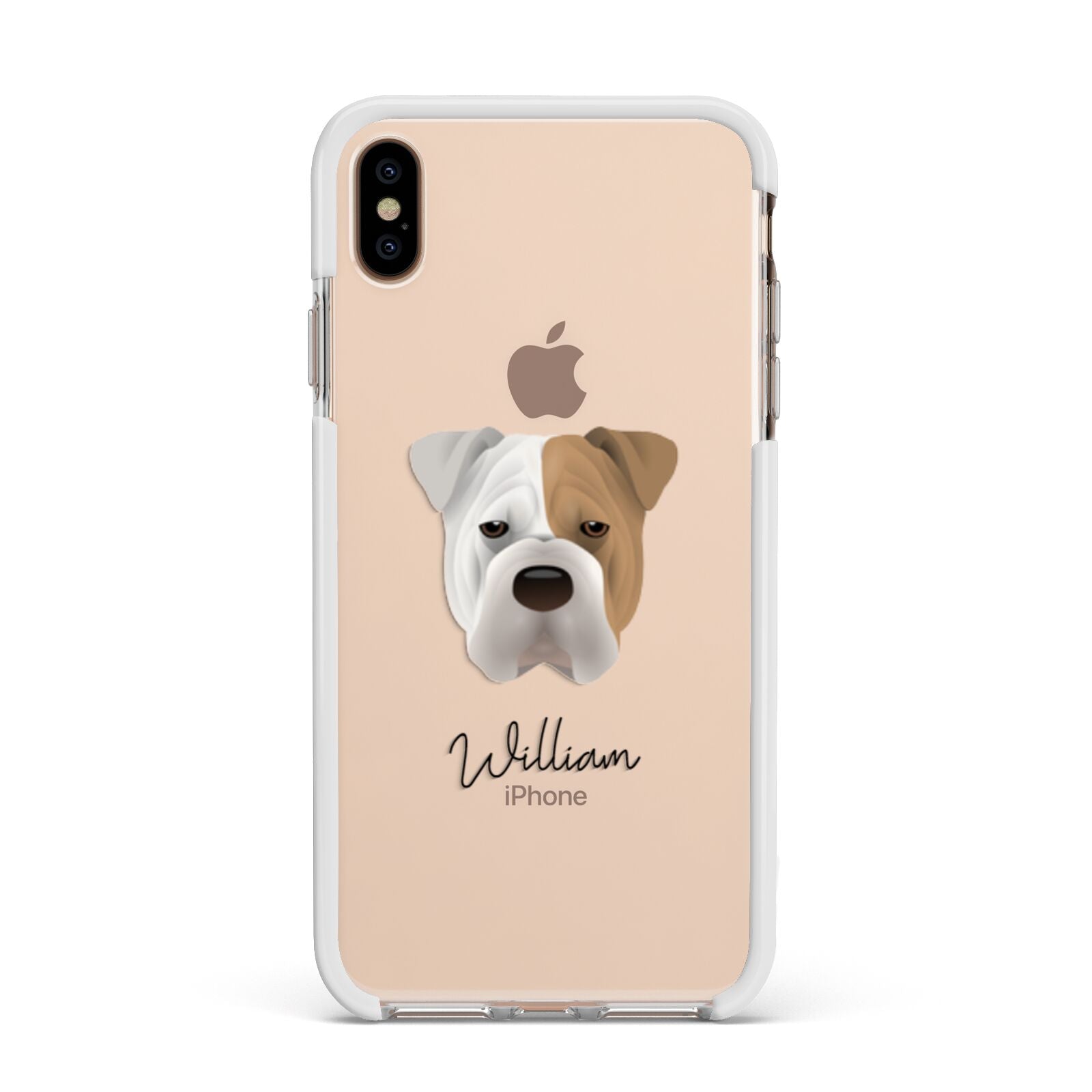 Bull Pei Personalised Apple iPhone Xs Max Impact Case White Edge on Gold Phone