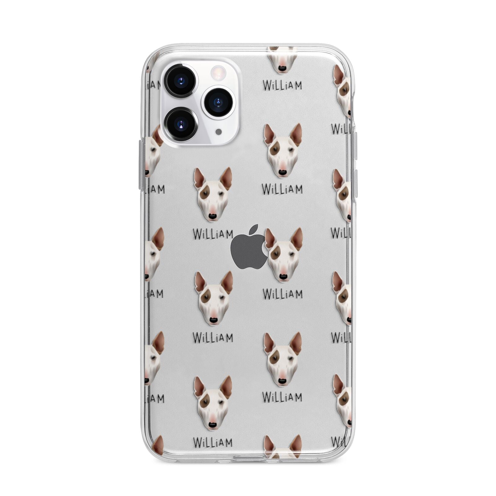 Bull Terrier Icon with Name Apple iPhone 11 Pro Max in Silver with Bumper Case
