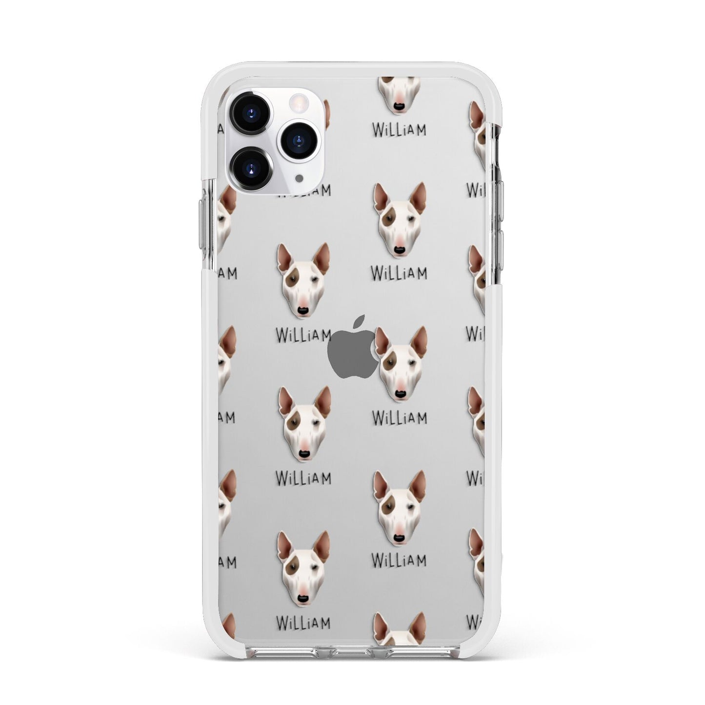 Bull Terrier Icon with Name Apple iPhone 11 Pro Max in Silver with White Impact Case