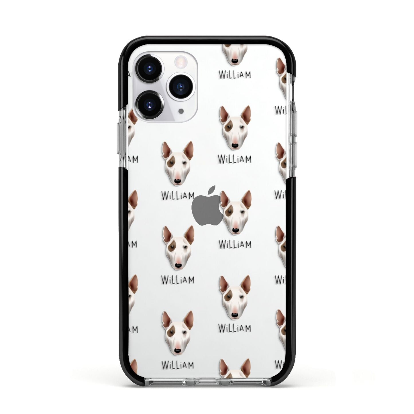 Bull Terrier Icon with Name Apple iPhone 11 Pro in Silver with Black Impact Case