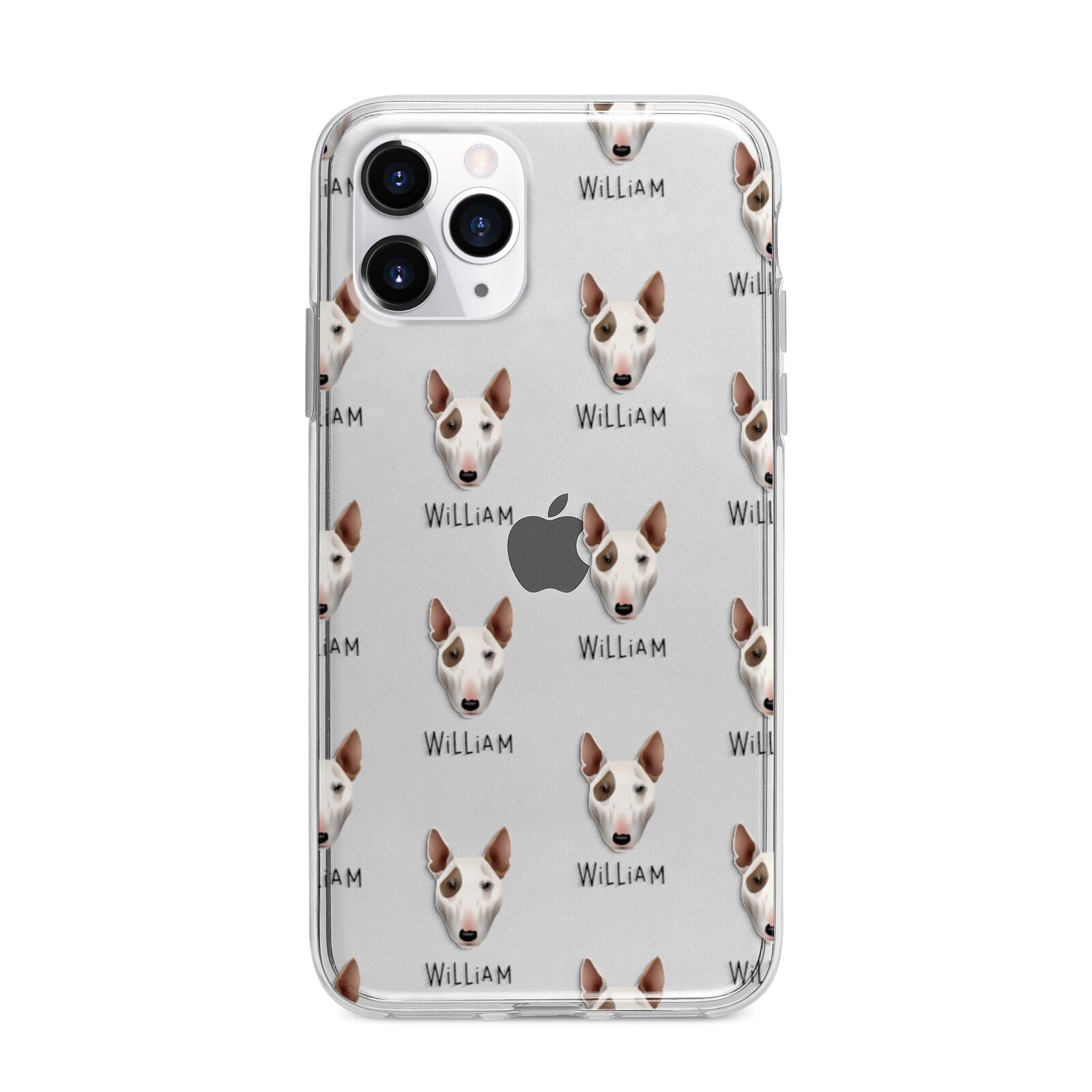 Bull Terrier Icon with Name Apple iPhone 11 Pro in Silver with Bumper Case