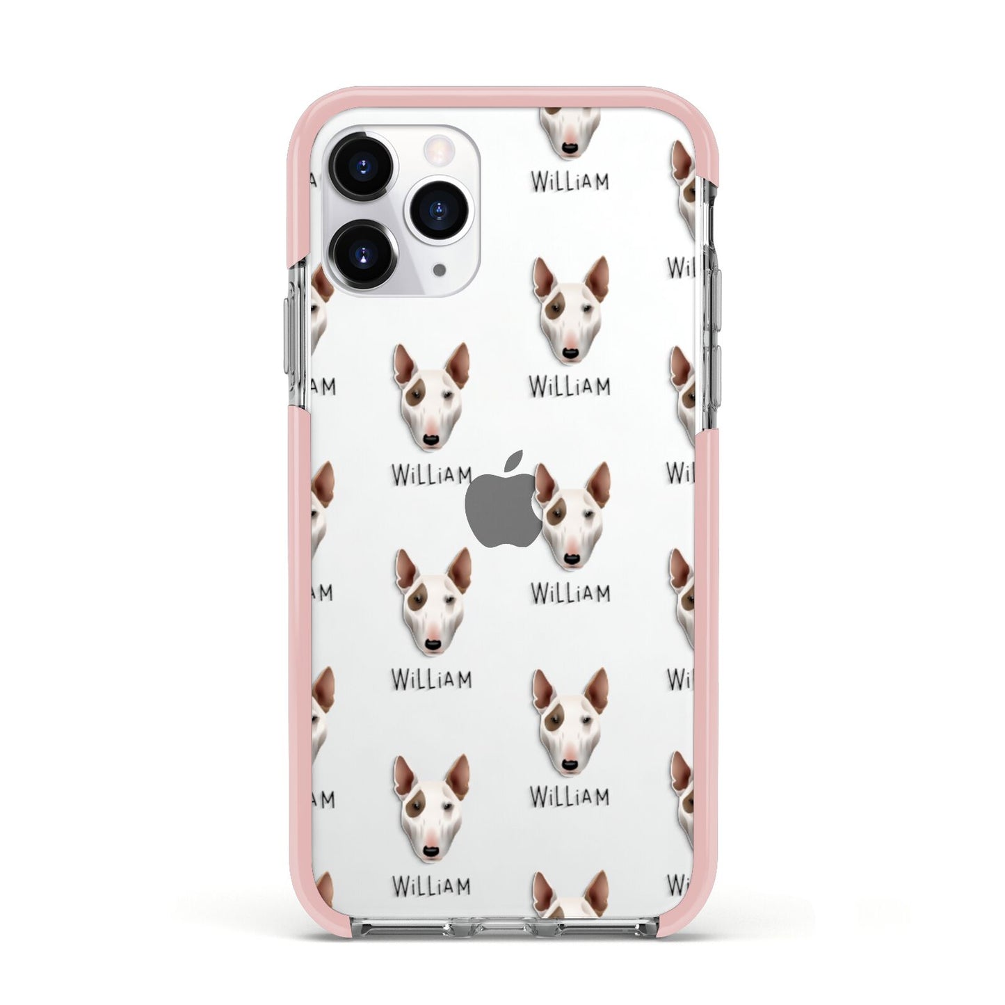Bull Terrier Icon with Name Apple iPhone 11 Pro in Silver with Pink Impact Case