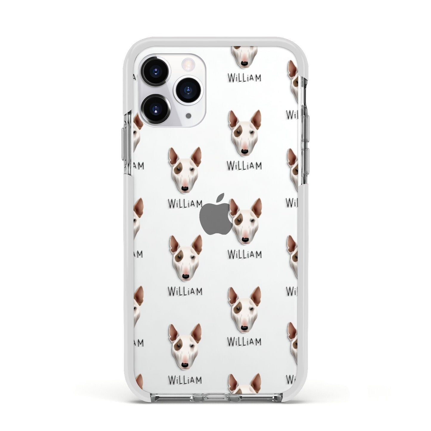 Bull Terrier Icon with Name Apple iPhone 11 Pro in Silver with White Impact Case