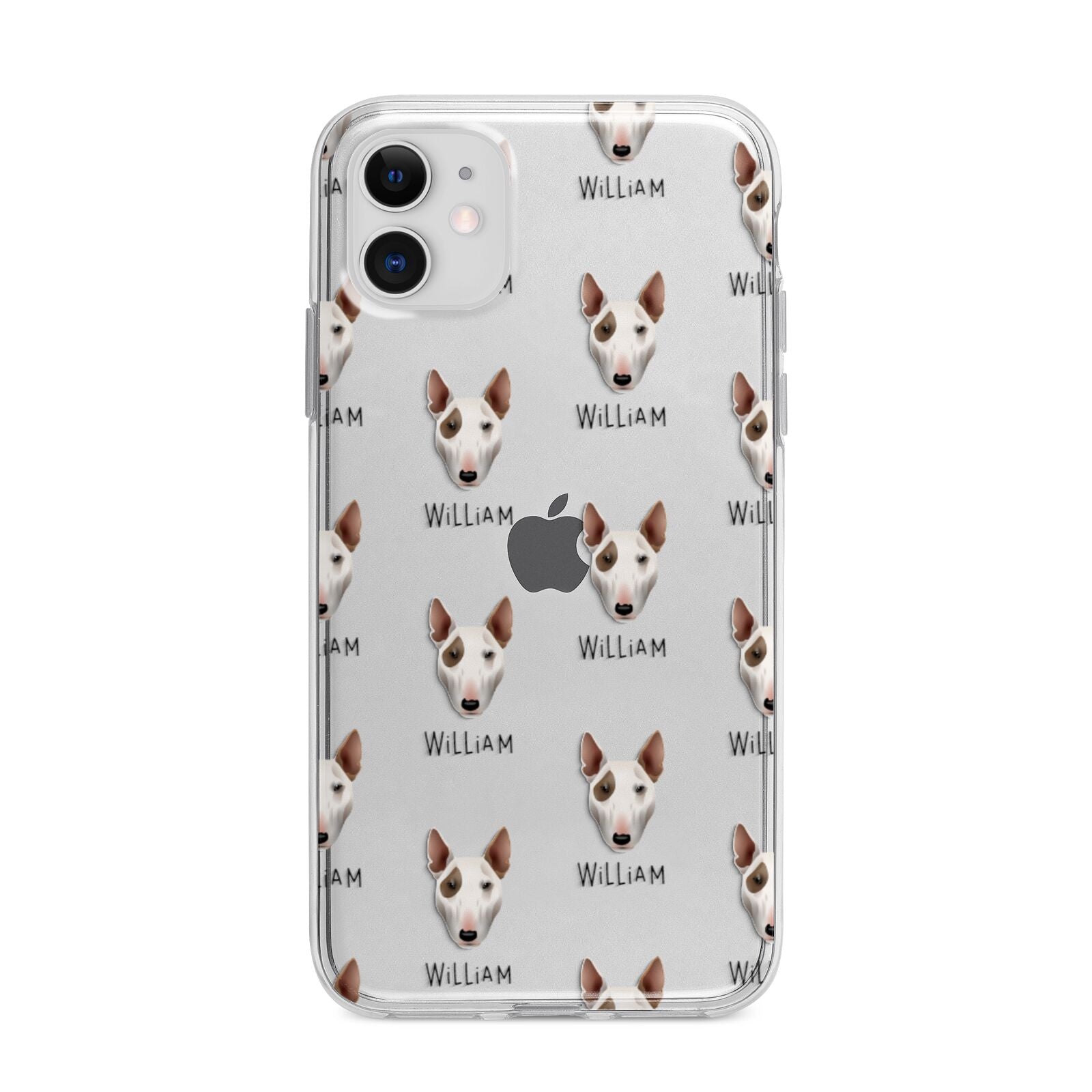 Bull Terrier Icon with Name Apple iPhone 11 in White with Bumper Case