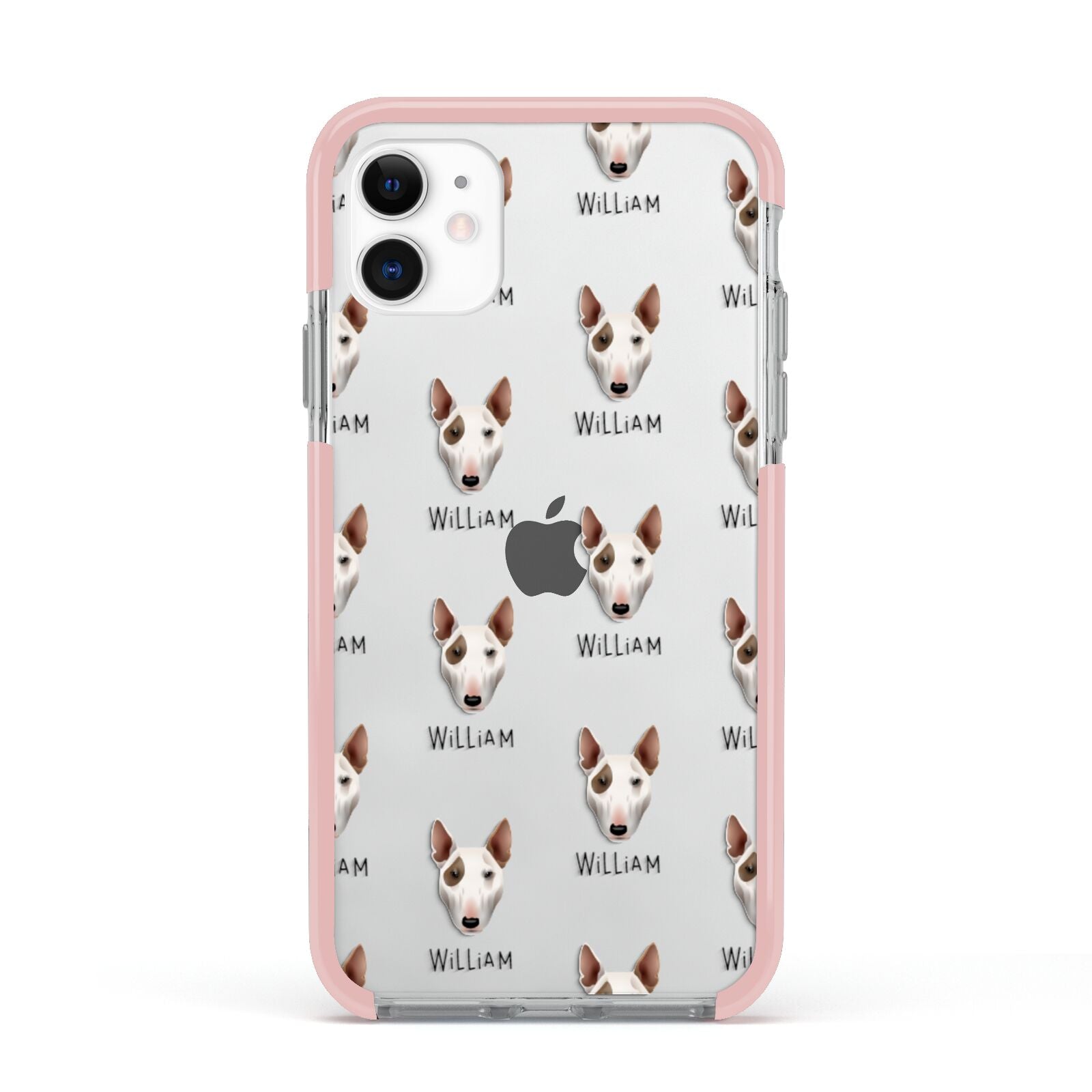 Bull Terrier Icon with Name Apple iPhone 11 in White with Pink Impact Case