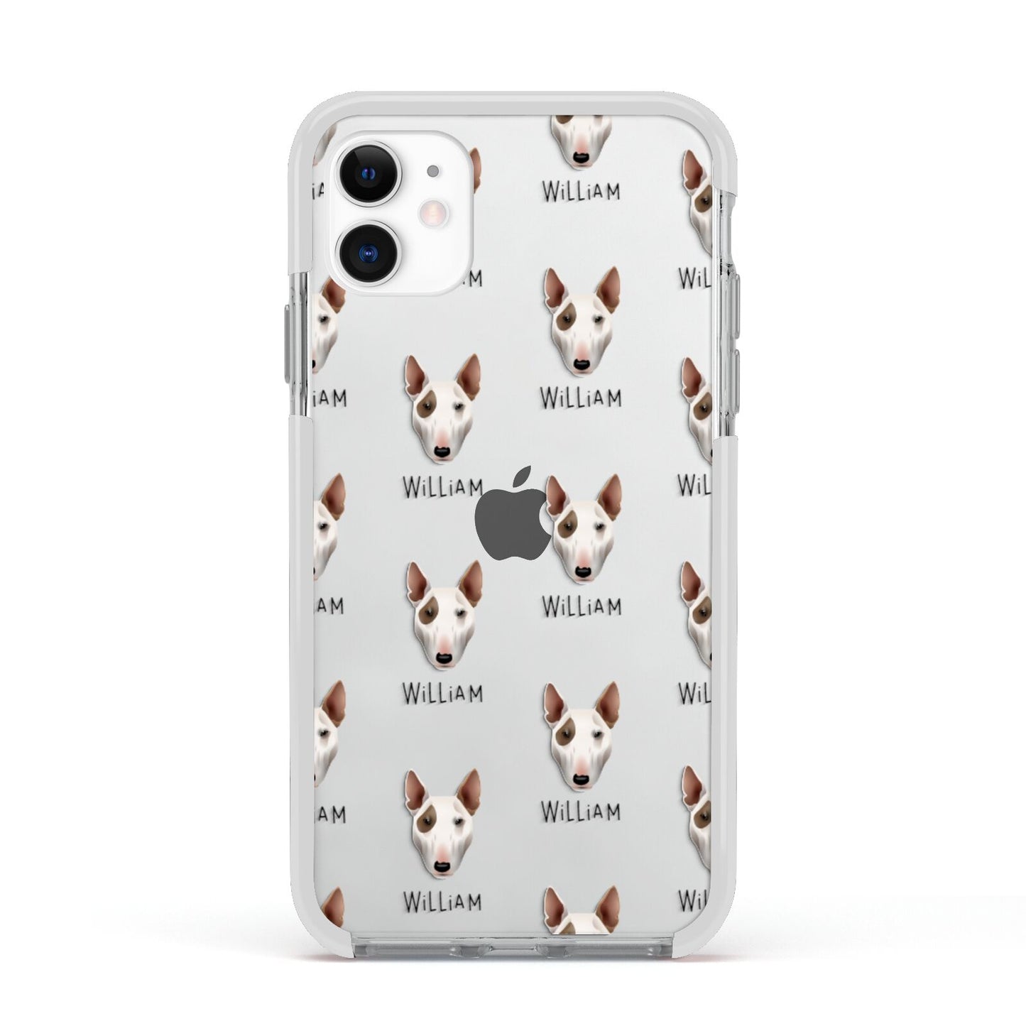 Bull Terrier Icon with Name Apple iPhone 11 in White with White Impact Case