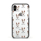 Bull Terrier Icon with Name Apple iPhone Xs Impact Case Black Edge on Silver Phone