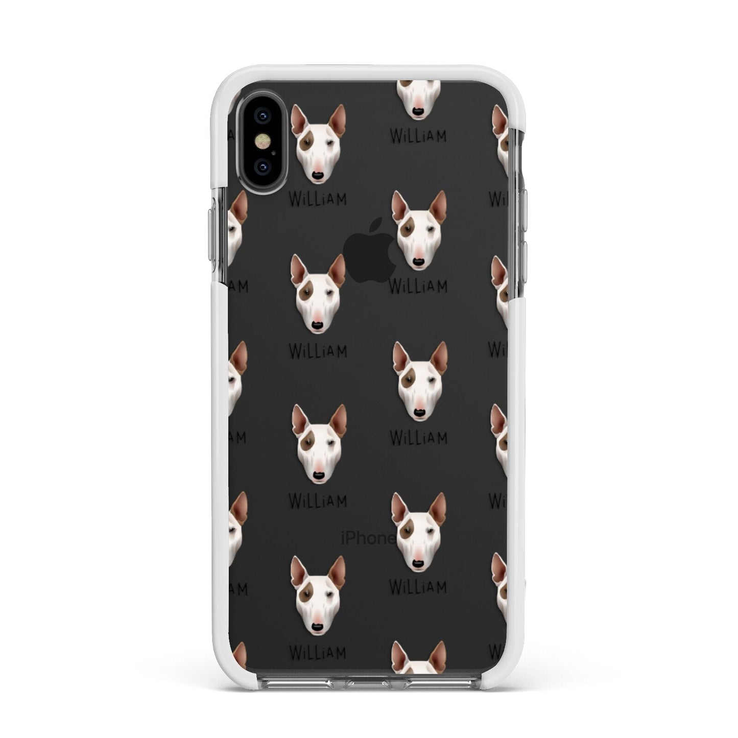 Bull Terrier Icon with Name Apple iPhone Xs Max Impact Case White Edge on Black Phone
