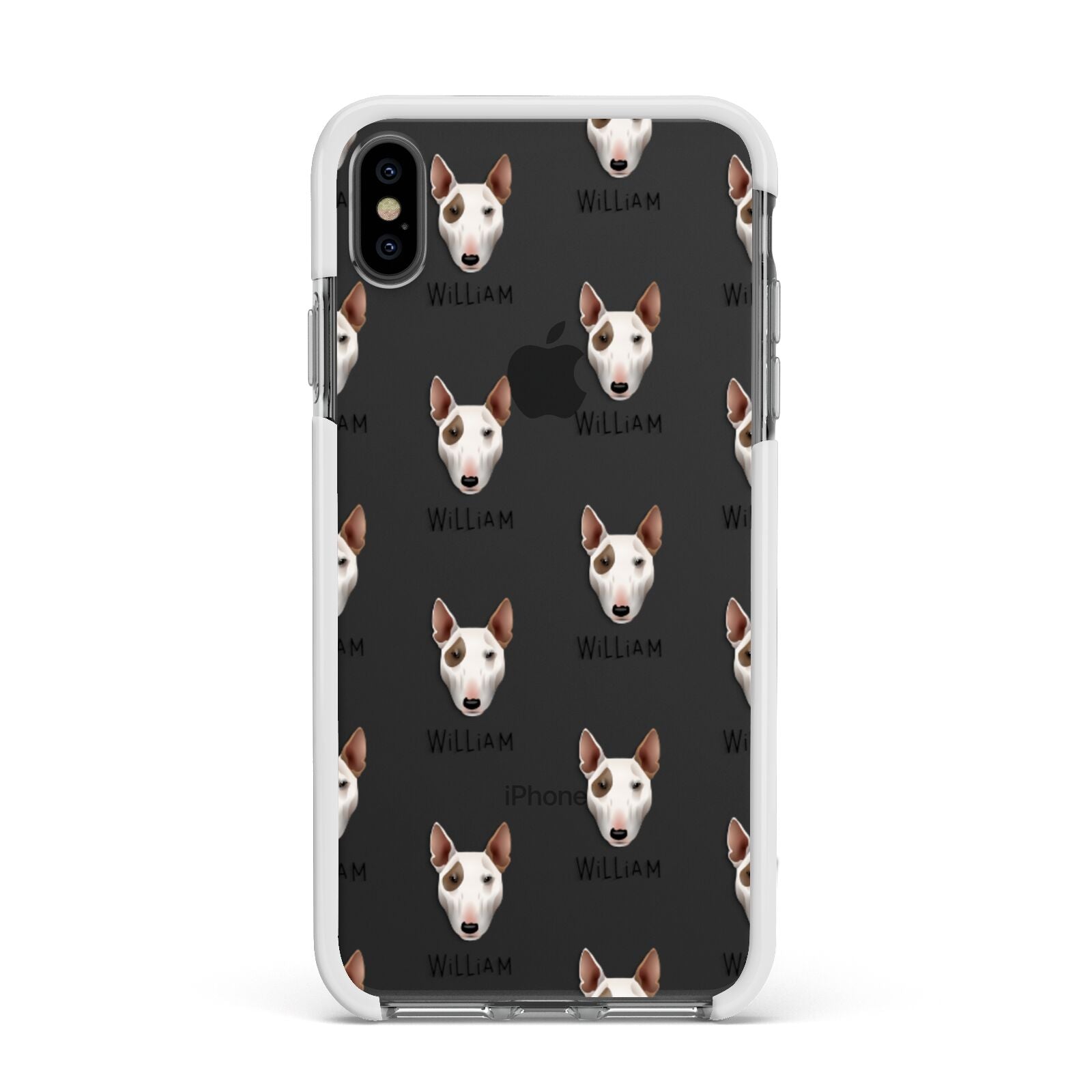 Bull Terrier Icon with Name Apple iPhone Xs Max Impact Case White Edge on Black Phone