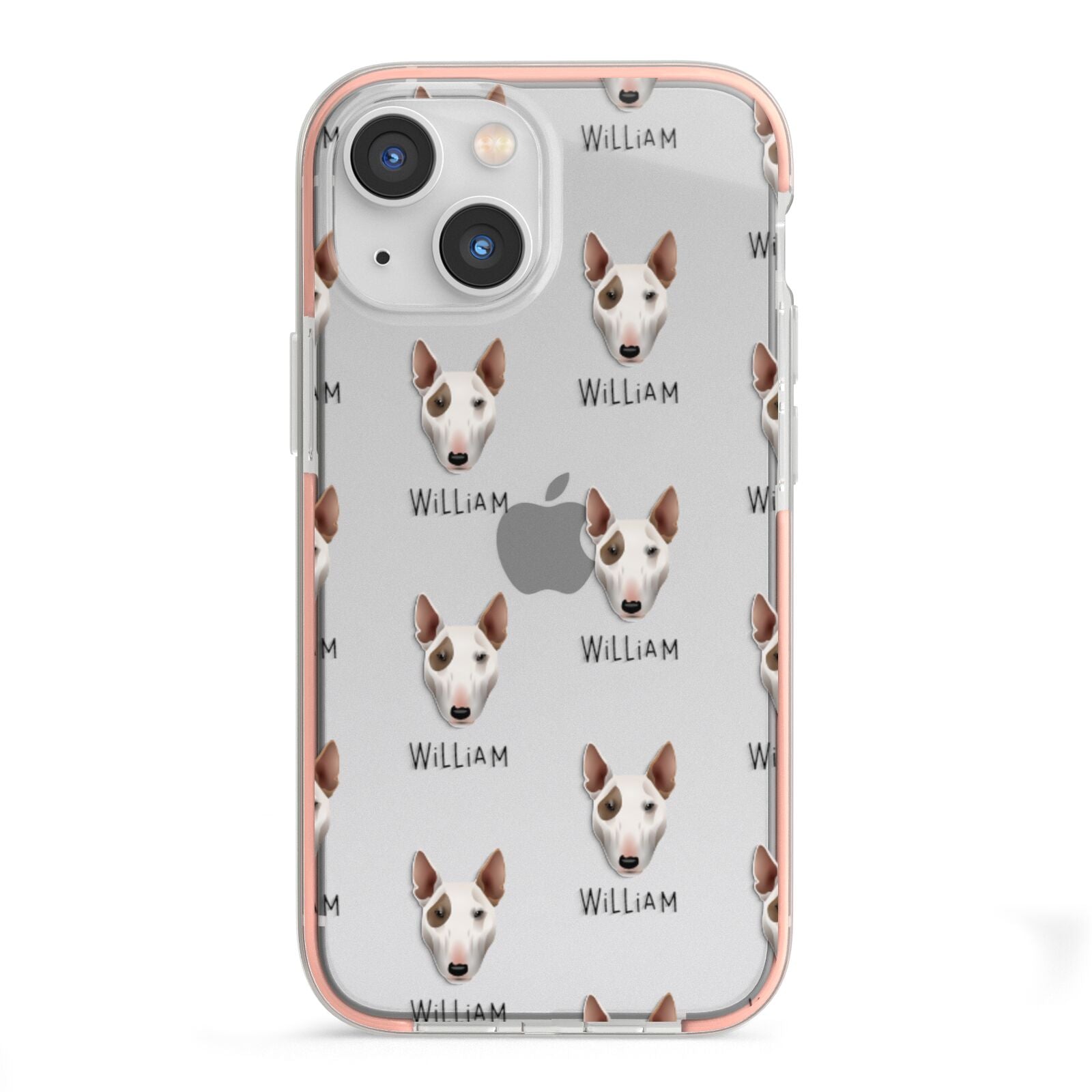Bull Terrier Icon with Name iPhone 13 Mini TPU Impact Case with Pink Edges