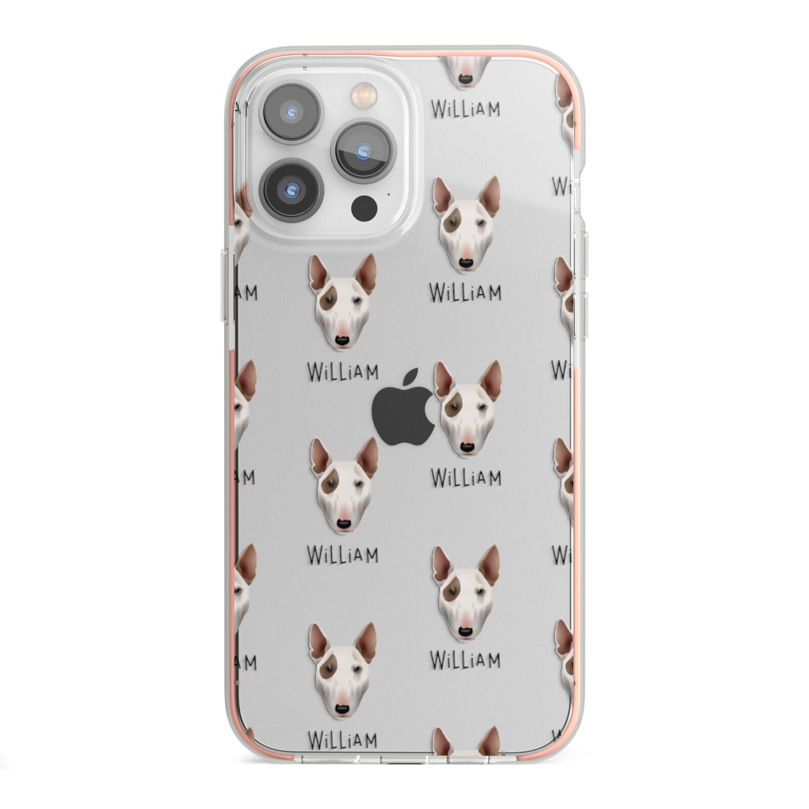 Bull Terrier Icon with Name iPhone 13 Pro Max TPU Impact Case with Pink Edges
