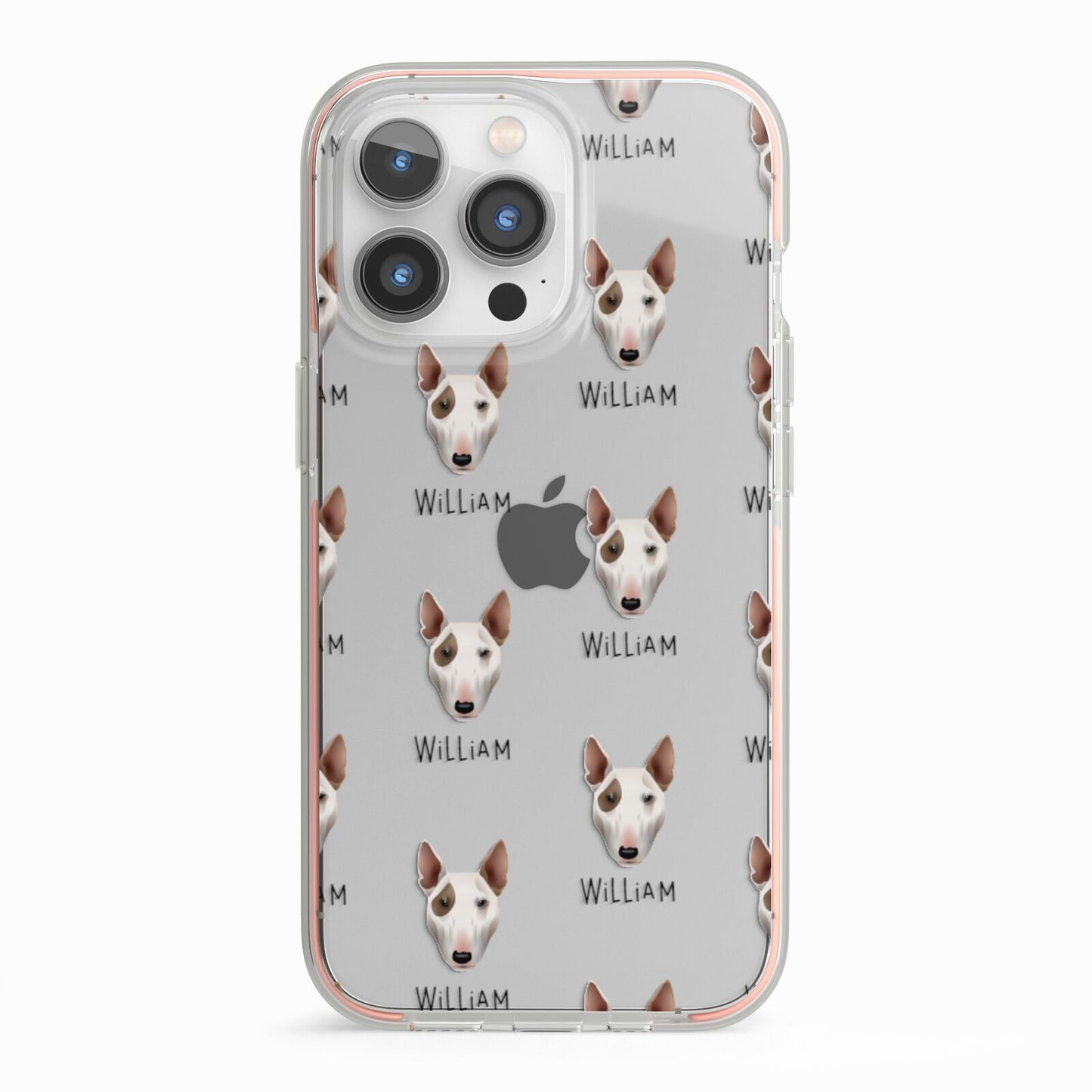 Bull Terrier Icon with Name iPhone 13 Pro TPU Impact Case with Pink Edges
