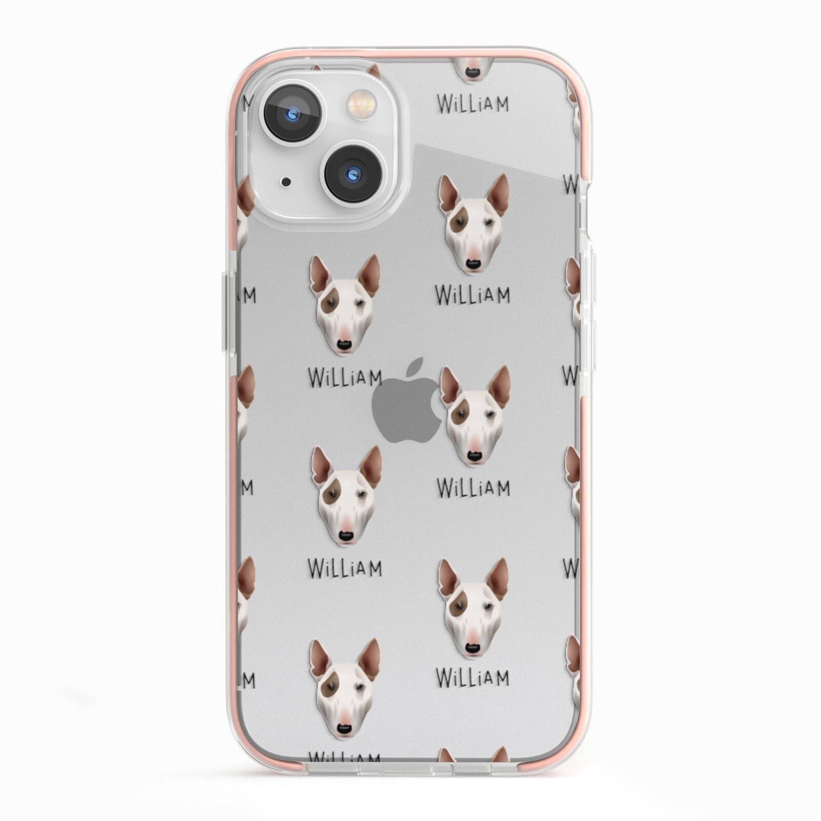 Bull Terrier Icon with Name iPhone 13 TPU Impact Case with Pink Edges