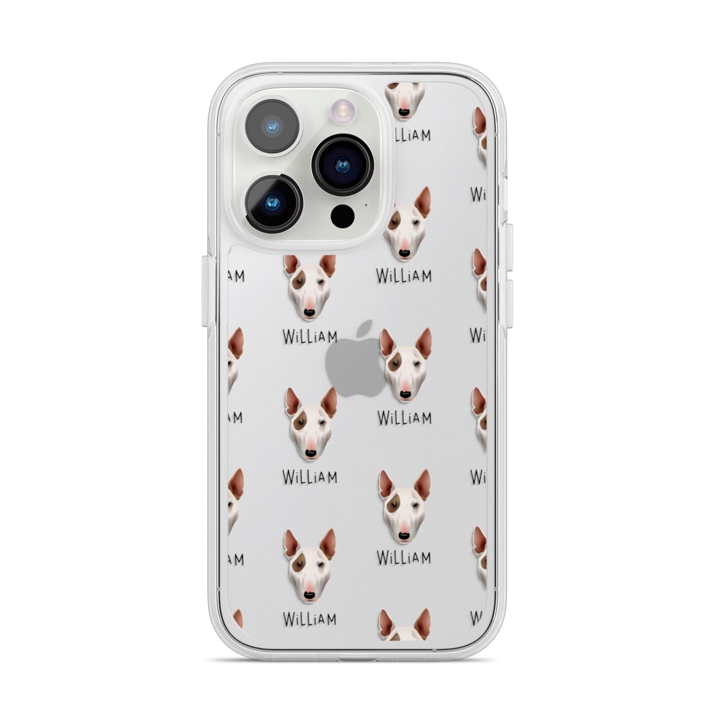 Bull Terrier Icon with Name iPhone 14 Pro Clear Tough Case Silver