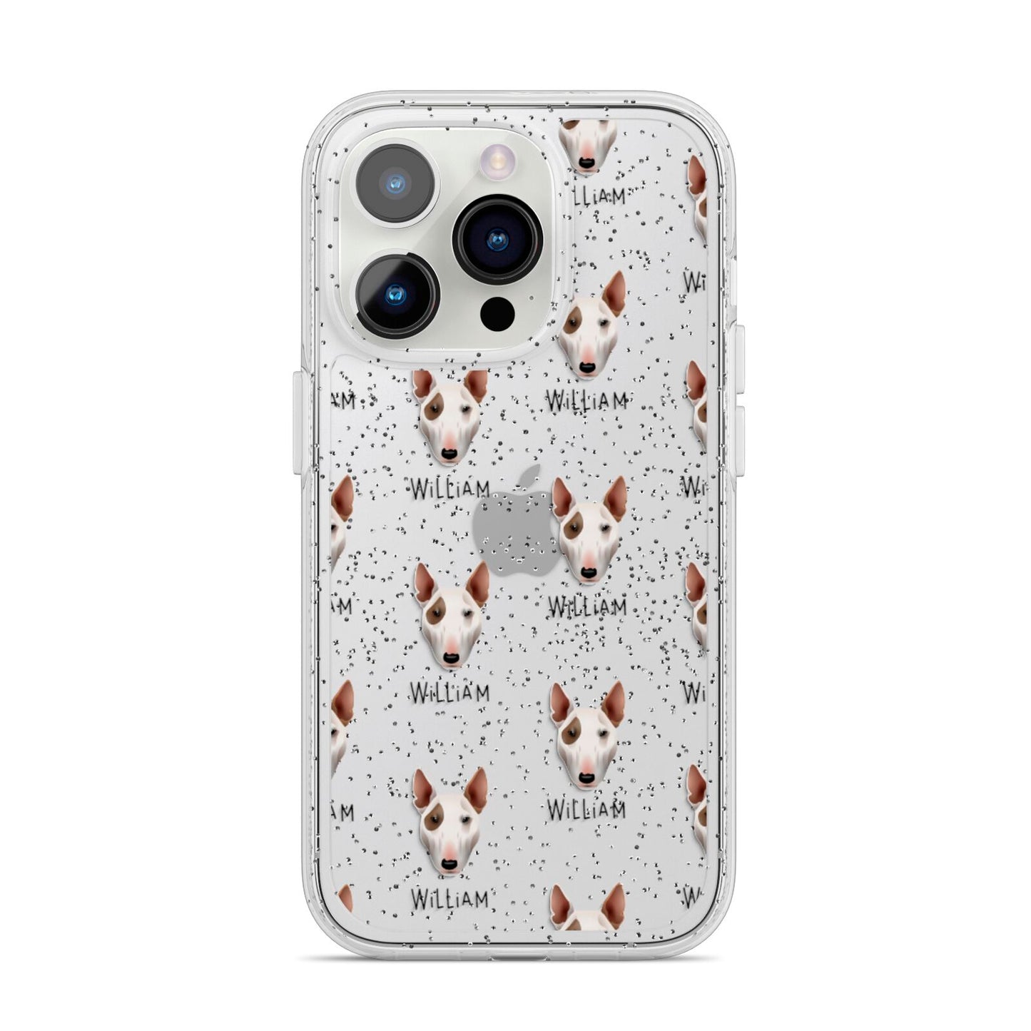 Bull Terrier Icon with Name iPhone 14 Pro Glitter Tough Case Silver