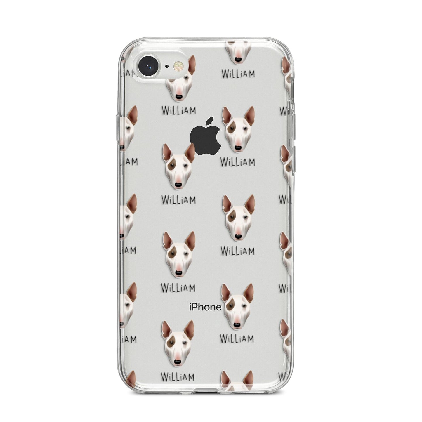 Bull Terrier Icon with Name iPhone 8 Bumper Case on Silver iPhone