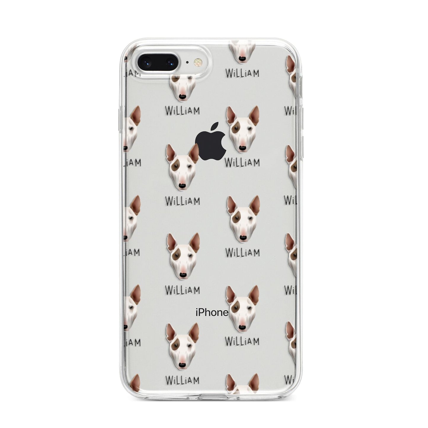 Bull Terrier Icon with Name iPhone 8 Plus Bumper Case on Silver iPhone