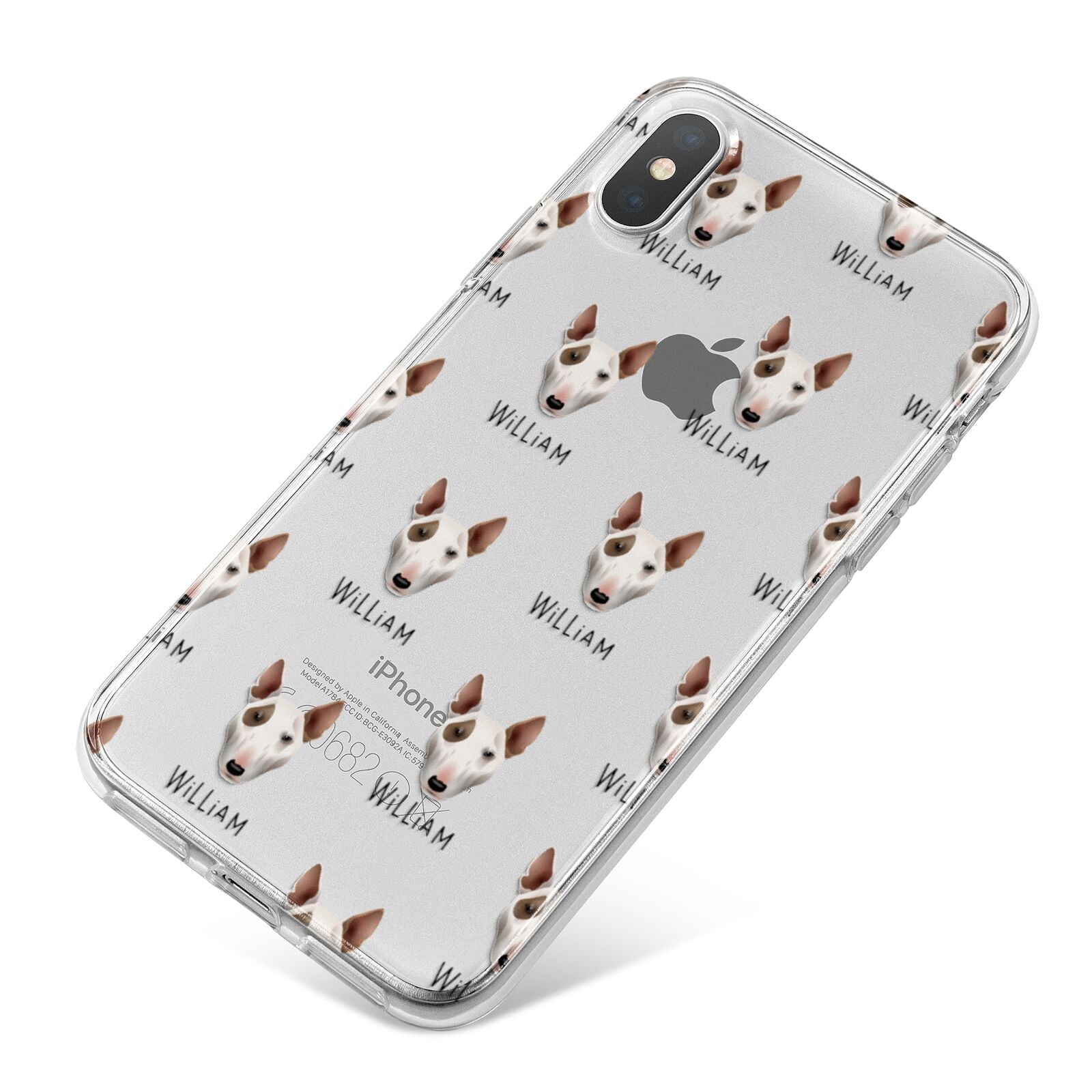 Bull Terrier Icon with Name iPhone X Bumper Case on Silver iPhone