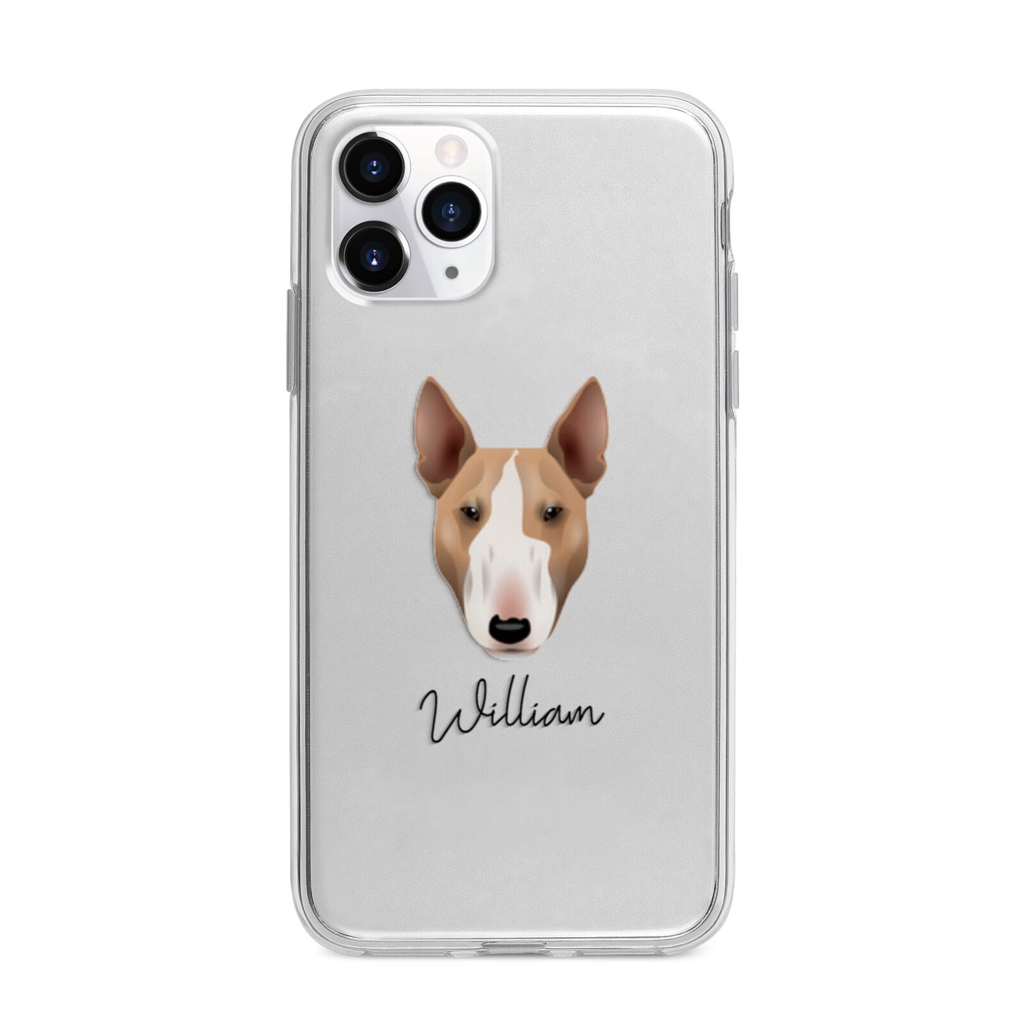 Bull Terrier Personalised Apple iPhone 11 Pro Max in Silver with Bumper Case