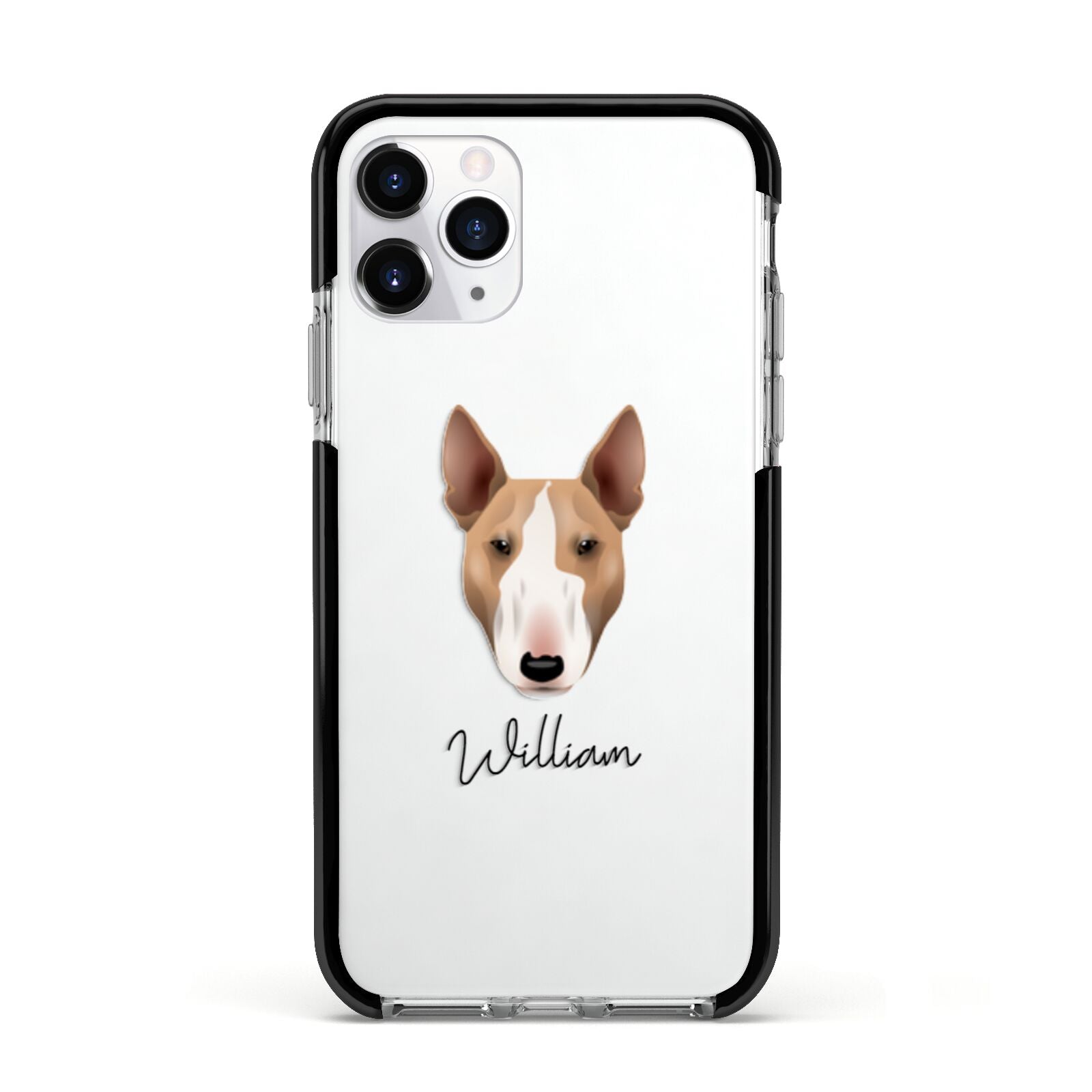 Bull Terrier Personalised Apple iPhone 11 Pro in Silver with Black Impact Case
