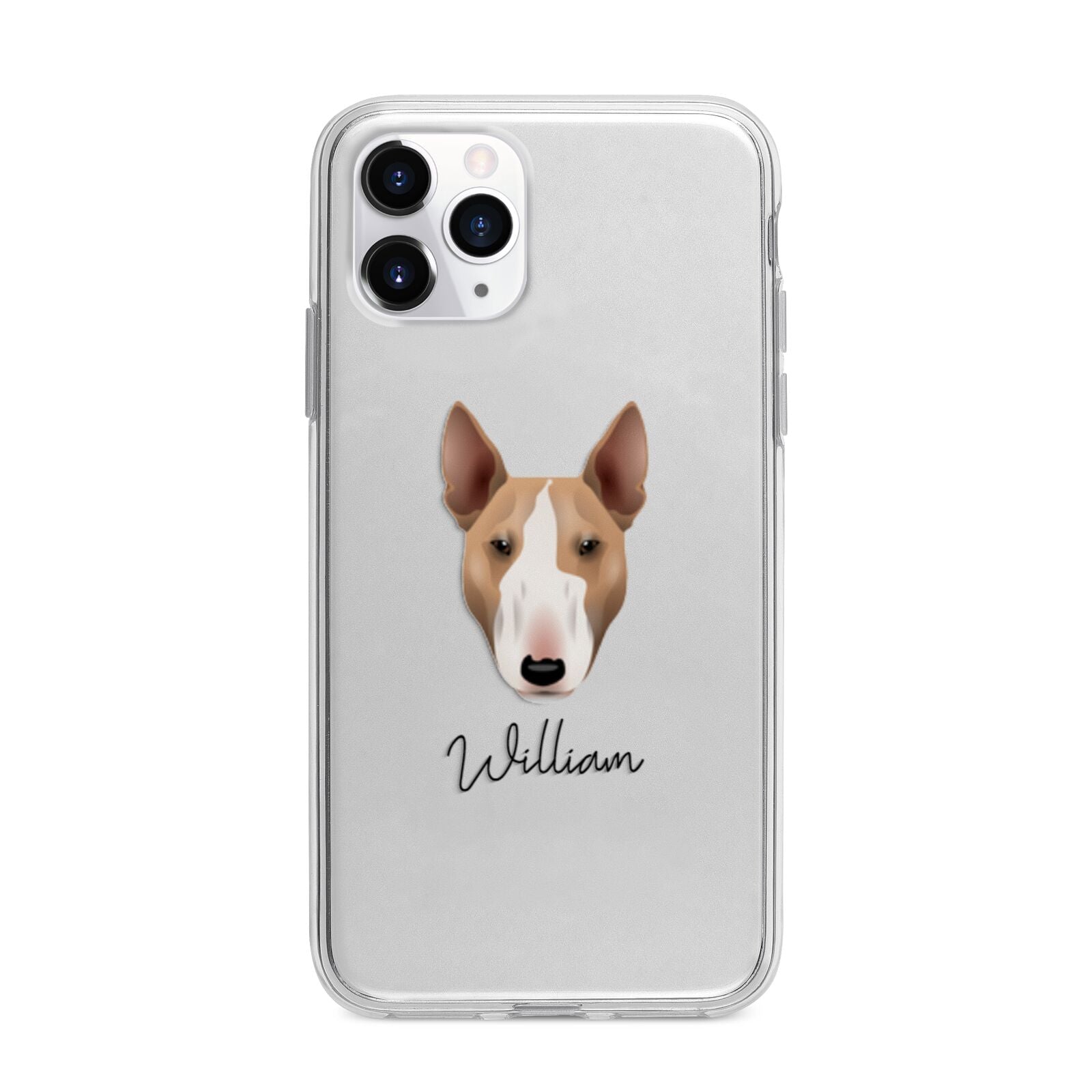 Bull Terrier Personalised Apple iPhone 11 Pro in Silver with Bumper Case