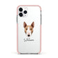 Bull Terrier Personalised Apple iPhone 11 Pro in Silver with Pink Impact Case
