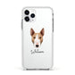 Bull Terrier Personalised Apple iPhone 11 Pro in Silver with White Impact Case