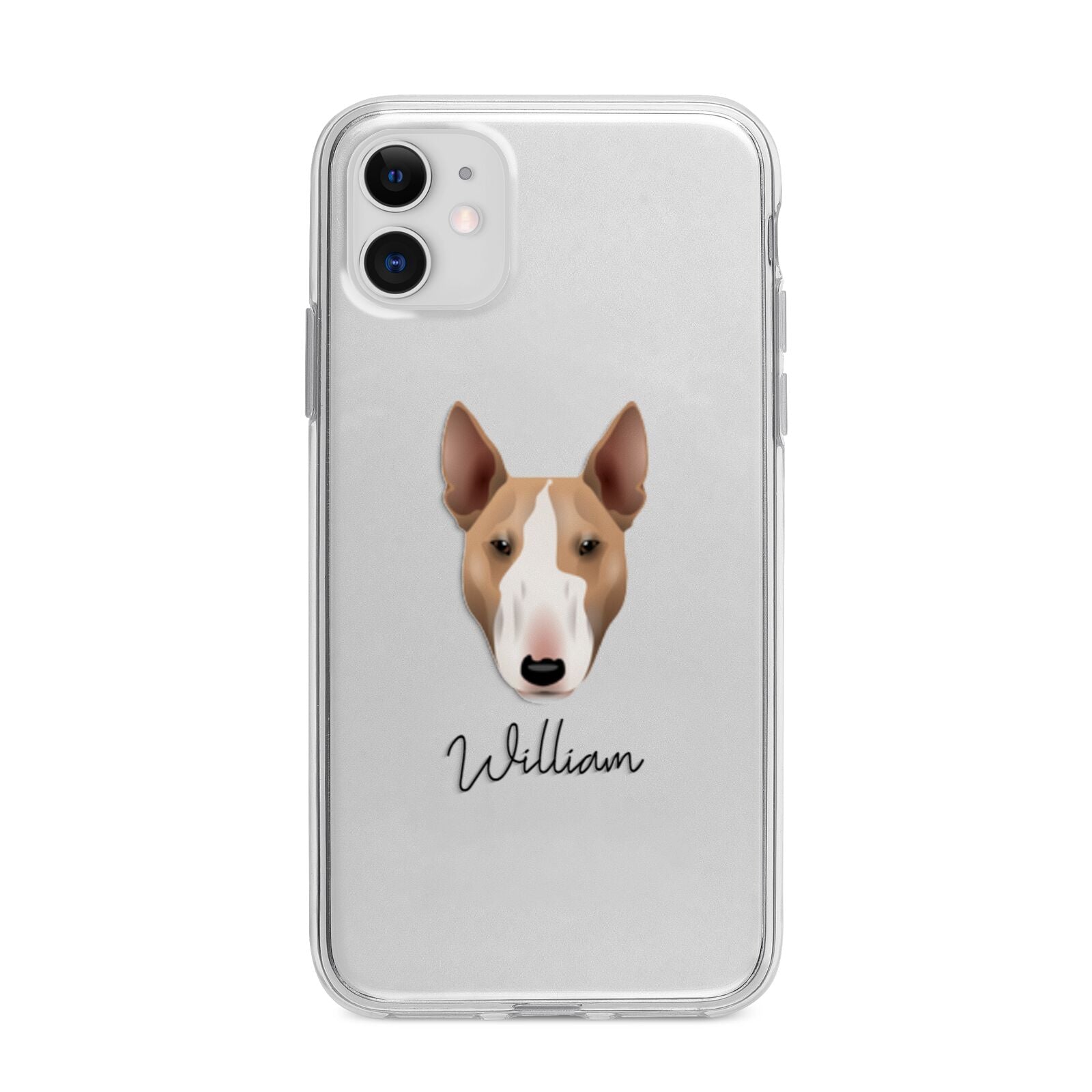 Bull Terrier Personalised Apple iPhone 11 in White with Bumper Case