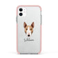Bull Terrier Personalised Apple iPhone 11 in White with Pink Impact Case