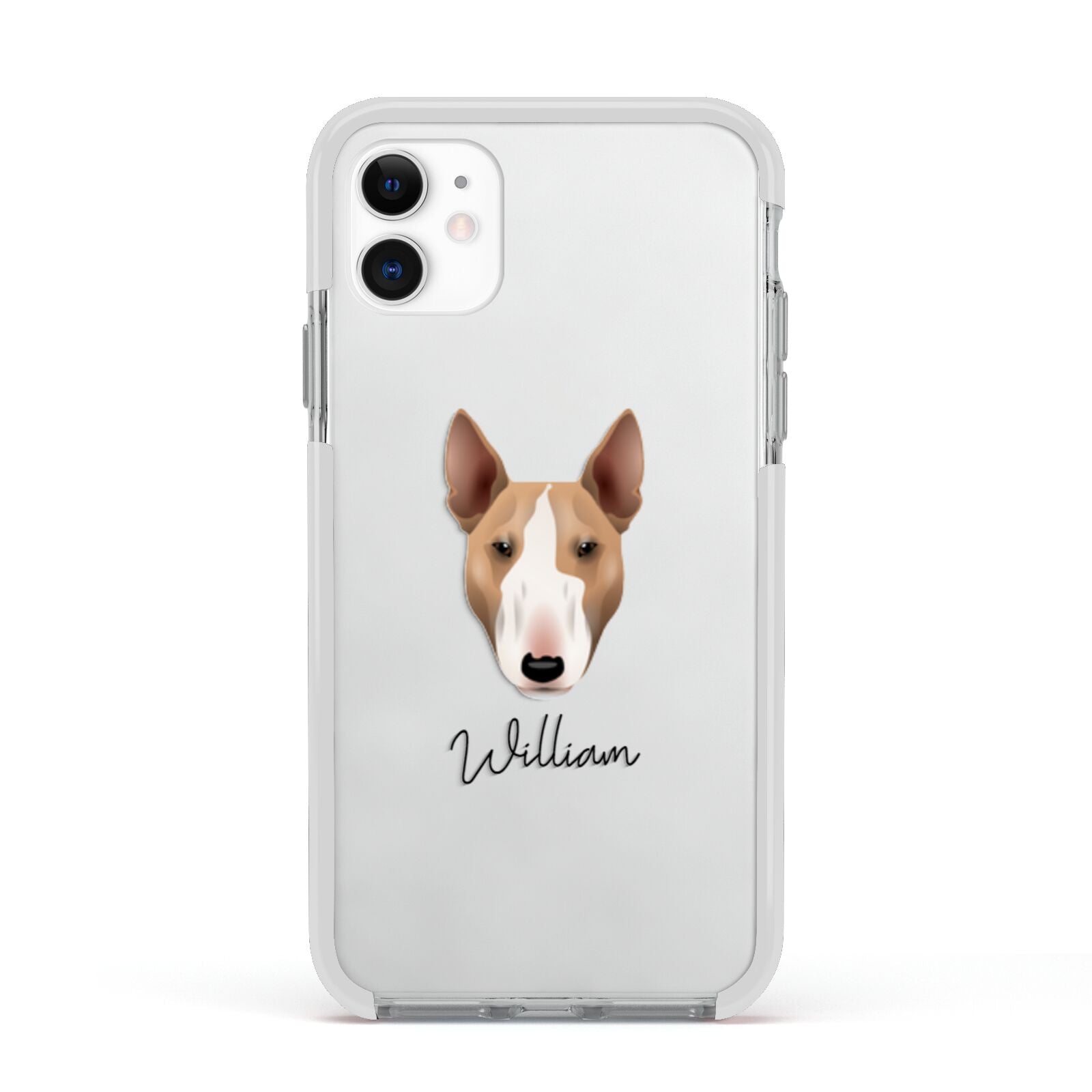 Bull Terrier Personalised Apple iPhone 11 in White with White Impact Case