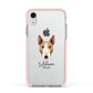 Bull Terrier Personalised Apple iPhone XR Impact Case Pink Edge on Silver Phone