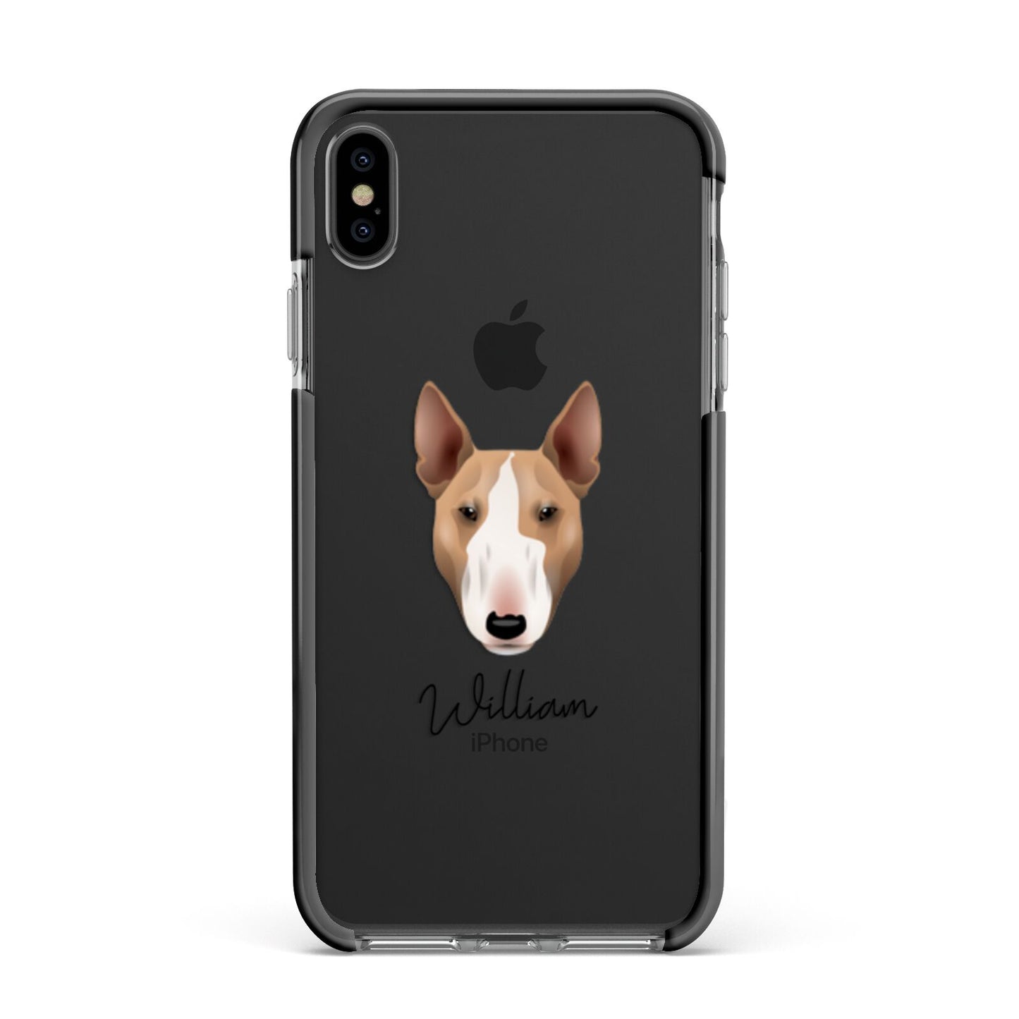 Bull Terrier Personalised Apple iPhone Xs Max Impact Case Black Edge on Black Phone