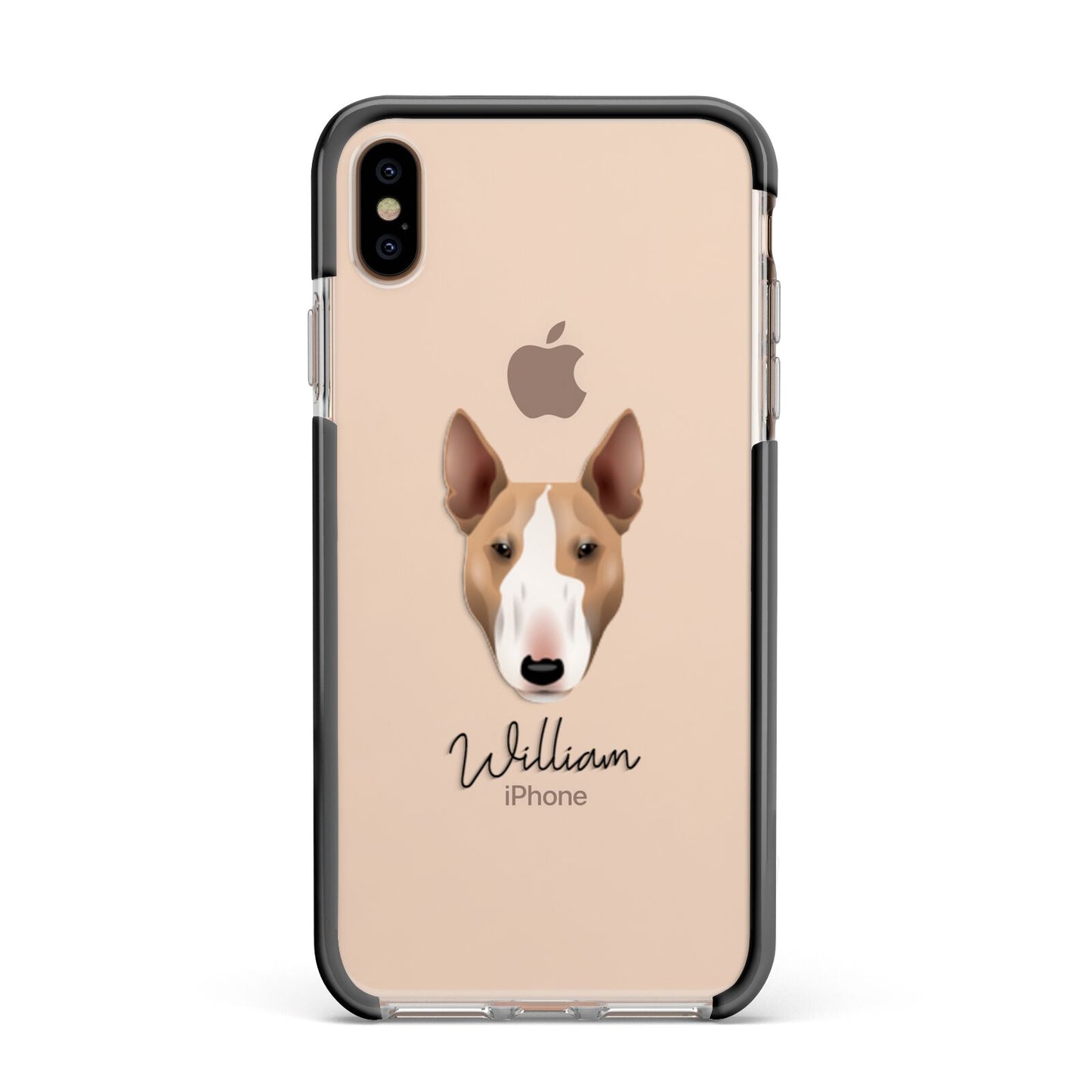 Bull Terrier Personalised Apple iPhone Xs Max Impact Case Black Edge on Gold Phone