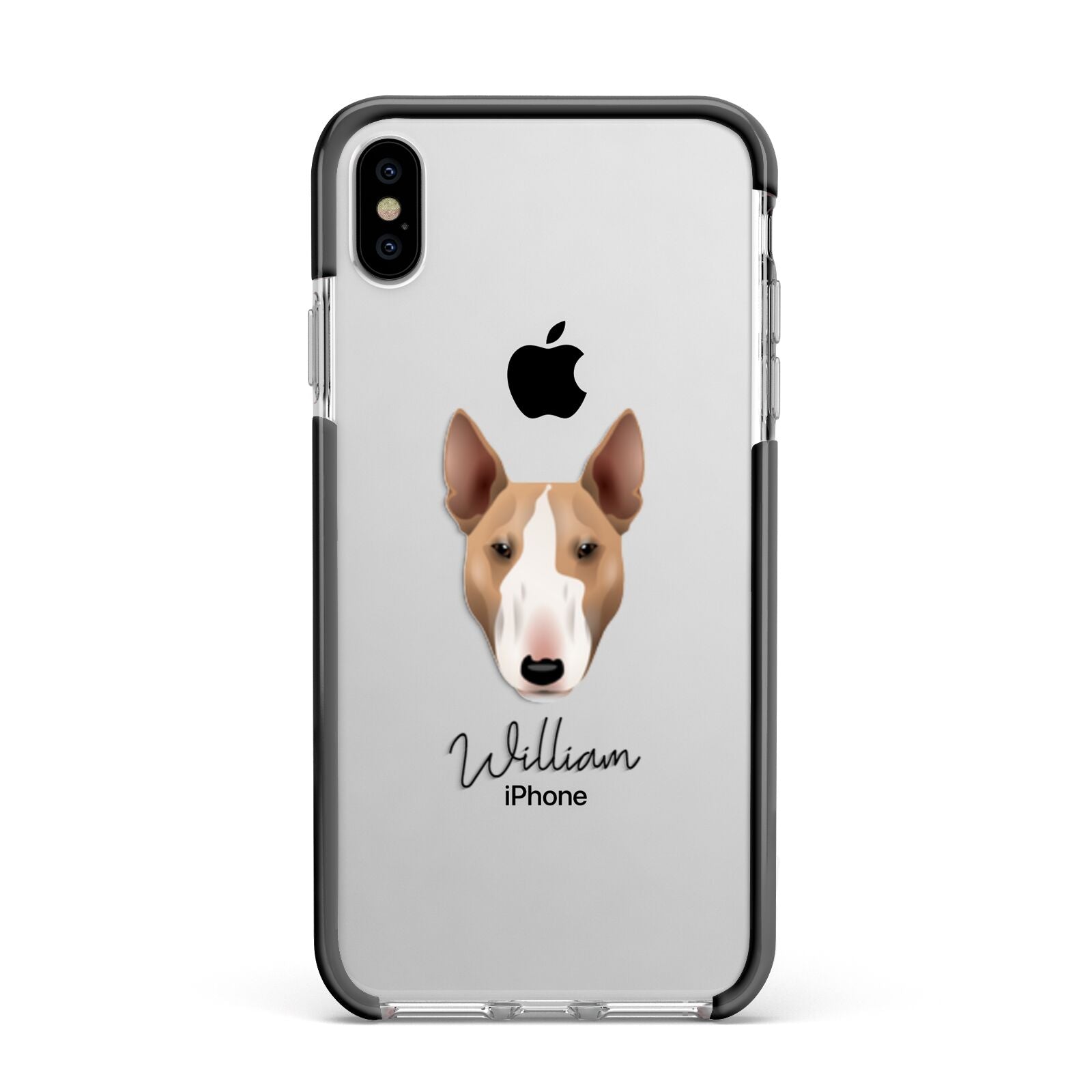 Bull Terrier Personalised Apple iPhone Xs Max Impact Case Black Edge on Silver Phone
